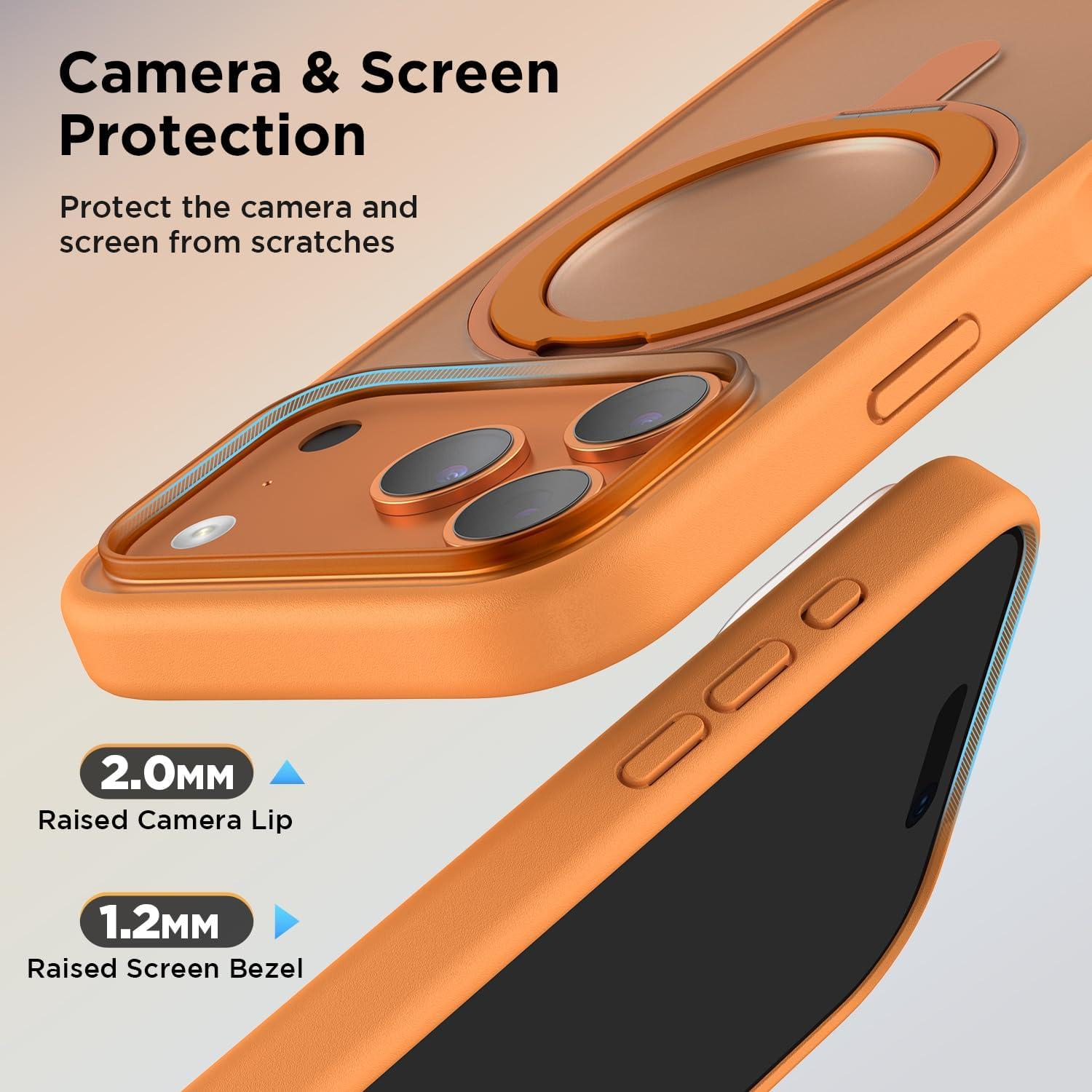 imageSURPHY Case for iPhone 17 Pro Case Compatible with MagSafe 63 inch 2025 Liquid Silicone 17 Pro Phone Cases Whit Soft Microfiber Lining Lilac PurpleAStand Orange