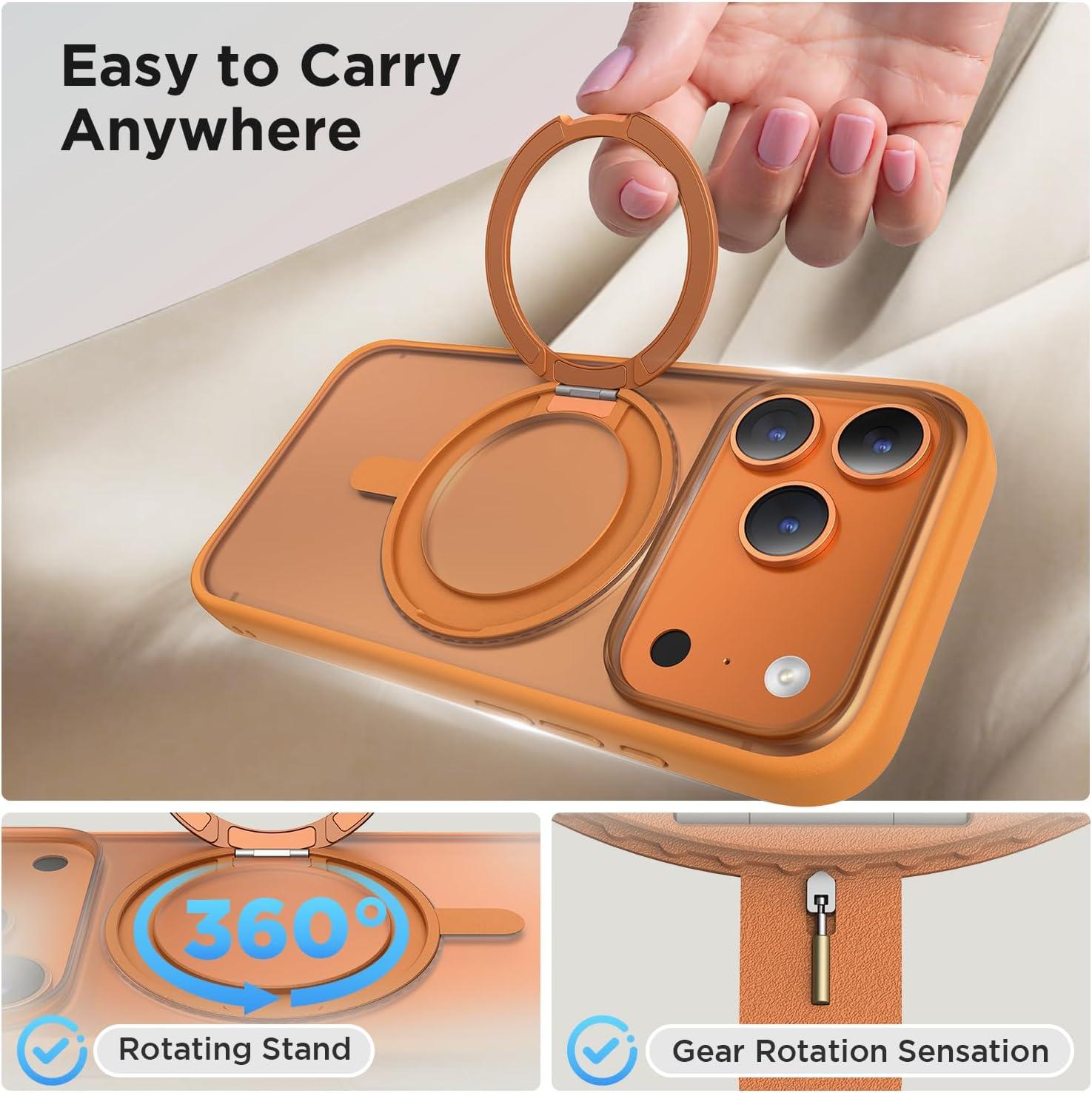 imageSURPHY Case for iPhone 17 Pro Case Compatible with MagSafe 63 inch 2025 Liquid Silicone 17 Pro Phone Cases Whit Soft Microfiber Lining Lilac PurpleAStand Orange