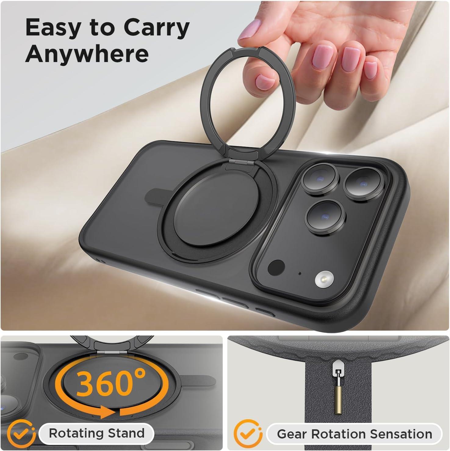 imageSURPHY Case for iPhone 17 Pro Case Compatible with MagSafe 63 inch 2025 Liquid Silicone 17 Pro Phone Cases Whit Soft Microfiber Lining Lilac PurpleAStand Black