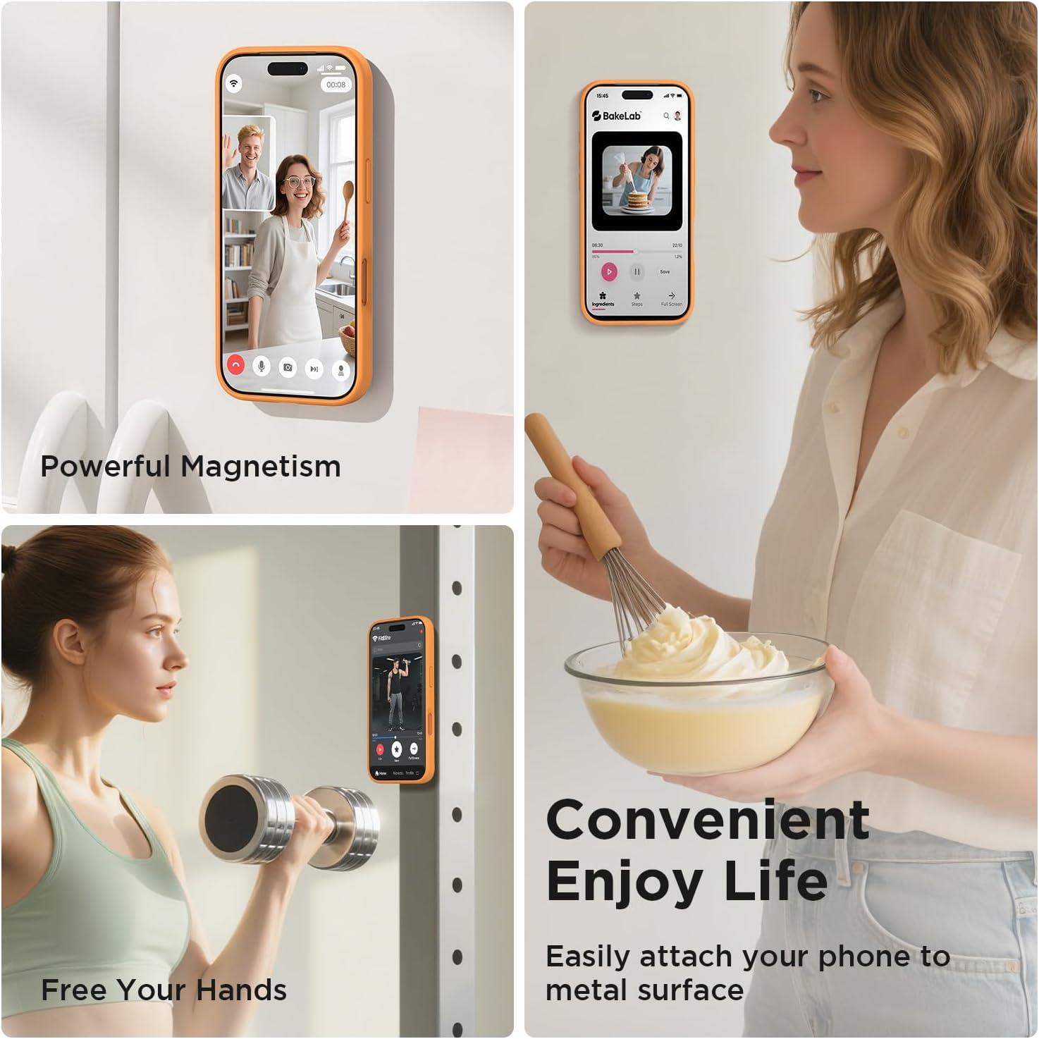 imageSURPHY Case for iPhone 17 Pro Case Compatible with MagSafe 63 inch 2025 Liquid Silicone 17 Pro Phone Cases Whit Soft Microfiber Lining Lilac PurpleAStand Orange