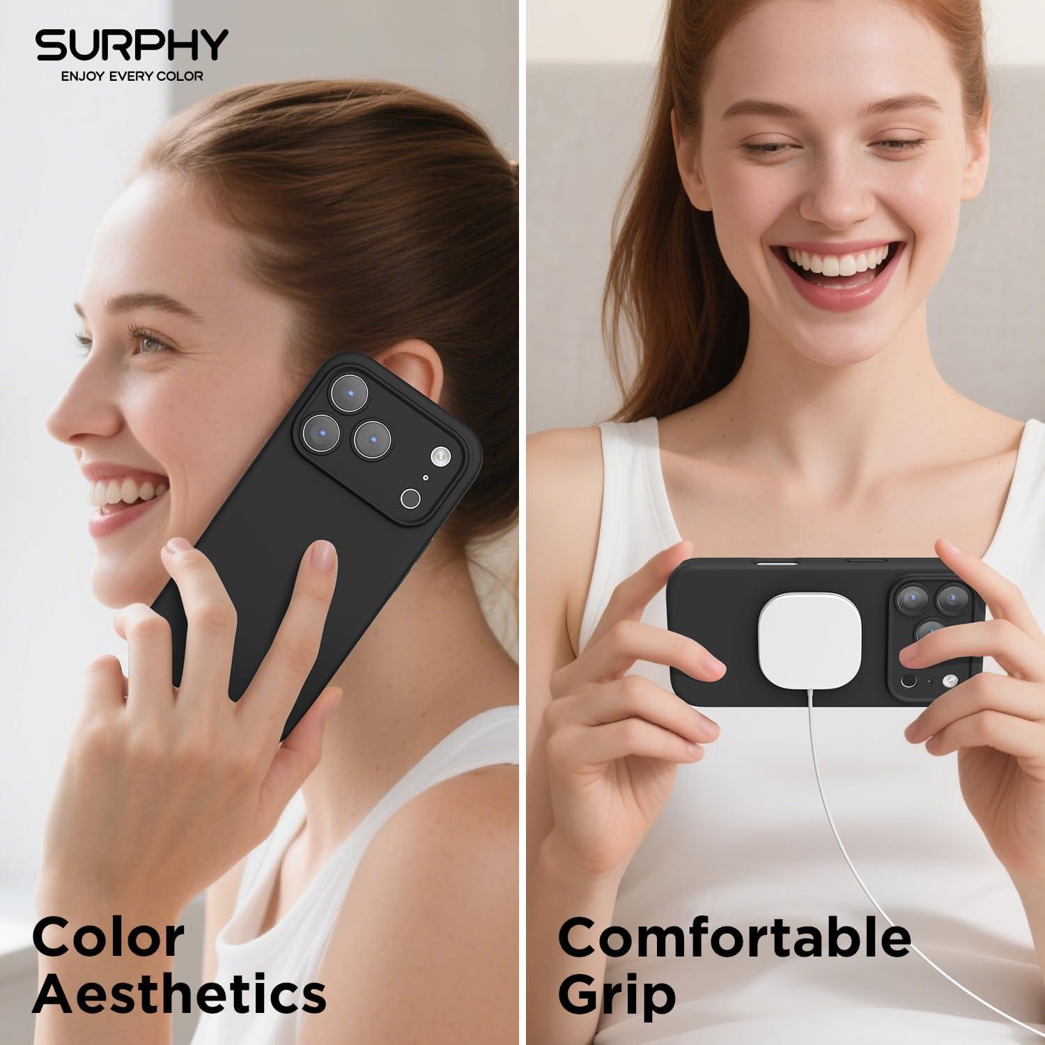 imageSURPHY Case for iPhone 17 Pro Case Compatible with MagSafe 63 inch 2025 Liquid Silicone 17 Pro Phone Cases Whit Soft Microfiber Lining Lilac PurpleBlack