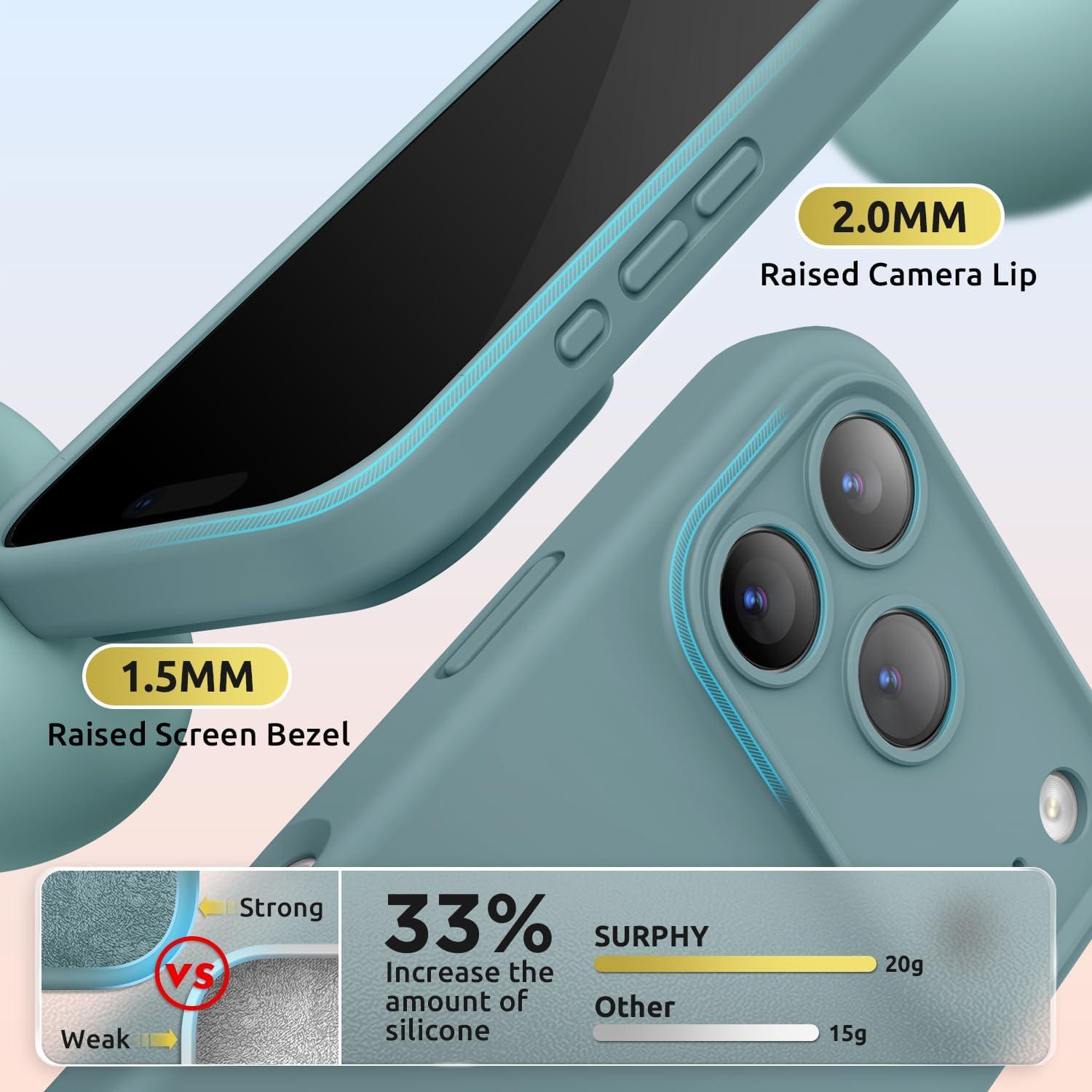 imageSURPHY Case for iPhone 17 Pro Case Compatible with MagSafe 63 inch 2025 Liquid Silicone 17 Pro Phone Cases Whit Soft Microfiber Lining Lilac PurpleCactus Green