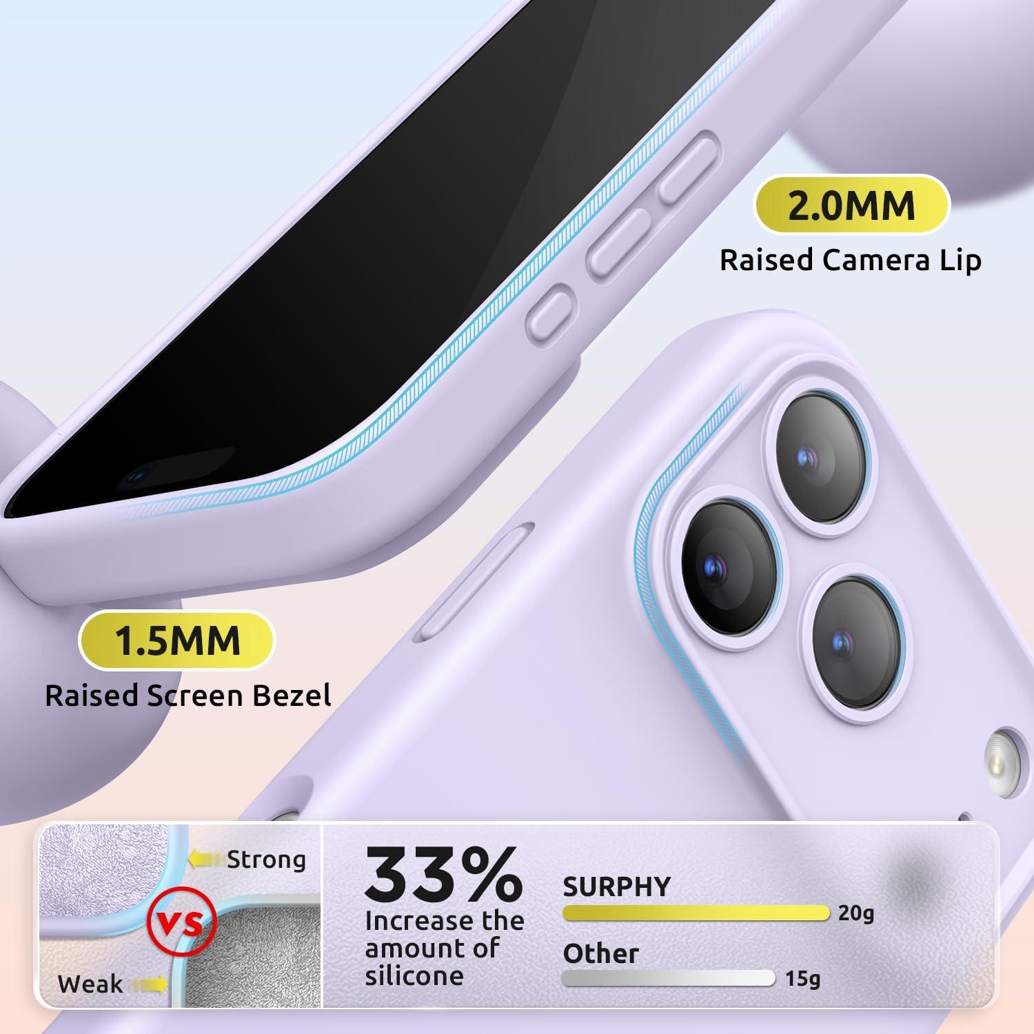 imageSURPHY Case for iPhone 17 Pro Case Compatible with MagSafe 63 inch 2025 Liquid Silicone 17 Pro Phone Cases Whit Soft Microfiber Lining Lilac PurpleLilac