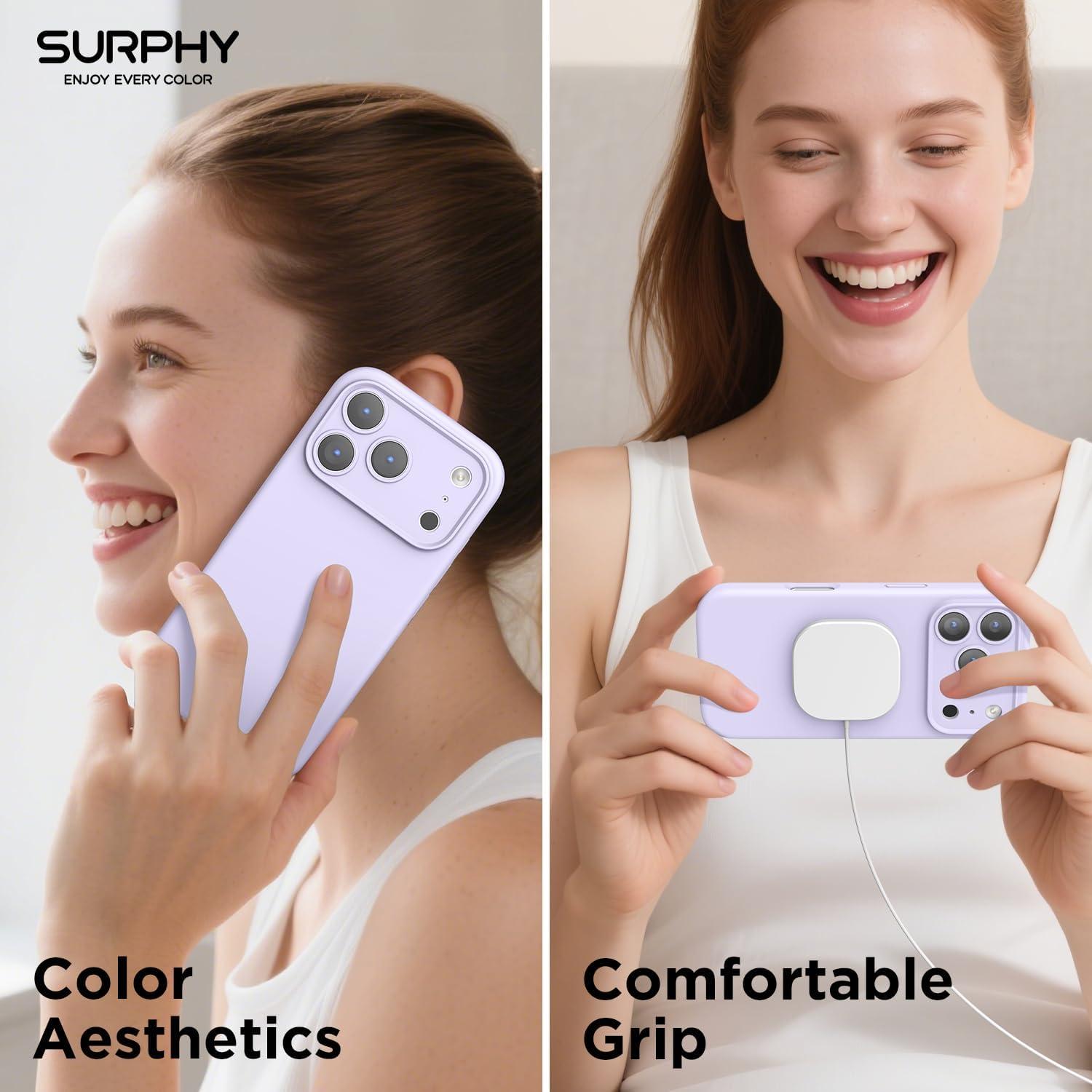 imageSURPHY Case for iPhone 17 Pro Case Compatible with MagSafe 63 inch 2025 Liquid Silicone 17 Pro Phone Cases Whit Soft Microfiber Lining Lilac PurpleLilac