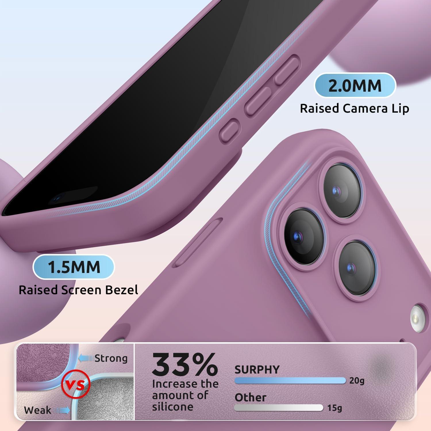 imageSURPHY Case for iPhone 17 Pro Case Compatible with MagSafe 63 inch 2025 Liquid Silicone 17 Pro Phone Cases Whit Soft Microfiber Lining Lilac PurpleLilac Purple