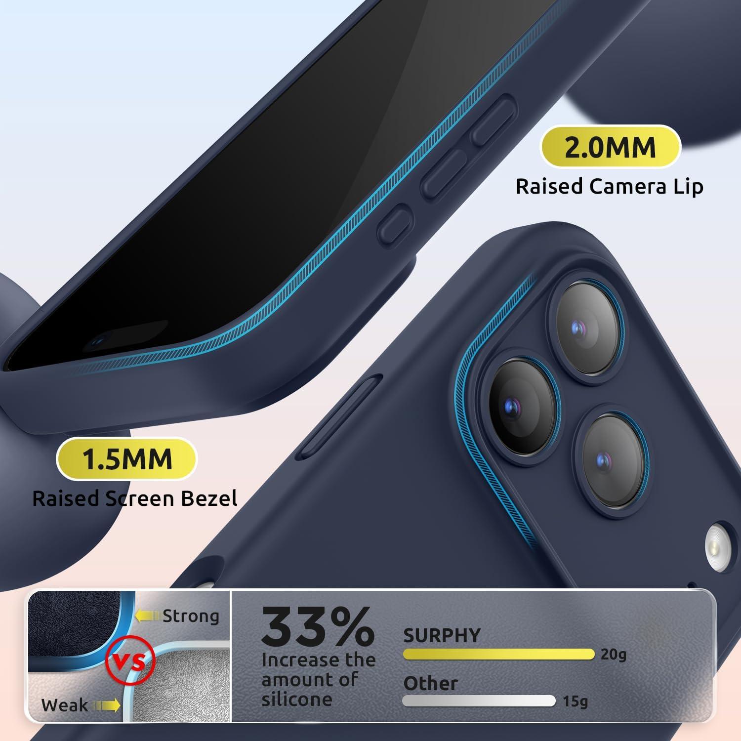 imageSURPHY Case for iPhone 17 Pro Case Compatible with MagSafe 63 inch 2025 Liquid Silicone 17 Pro Phone Cases Whit Soft Microfiber Lining Lilac PurpleMidnight Blue