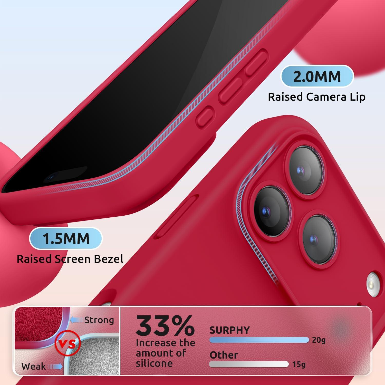 imageSURPHY Case for iPhone 17 Pro Case Compatible with MagSafe 63 inch 2025 Liquid Silicone 17 Pro Phone Cases Whit Soft Microfiber Lining Lilac PurpleRed