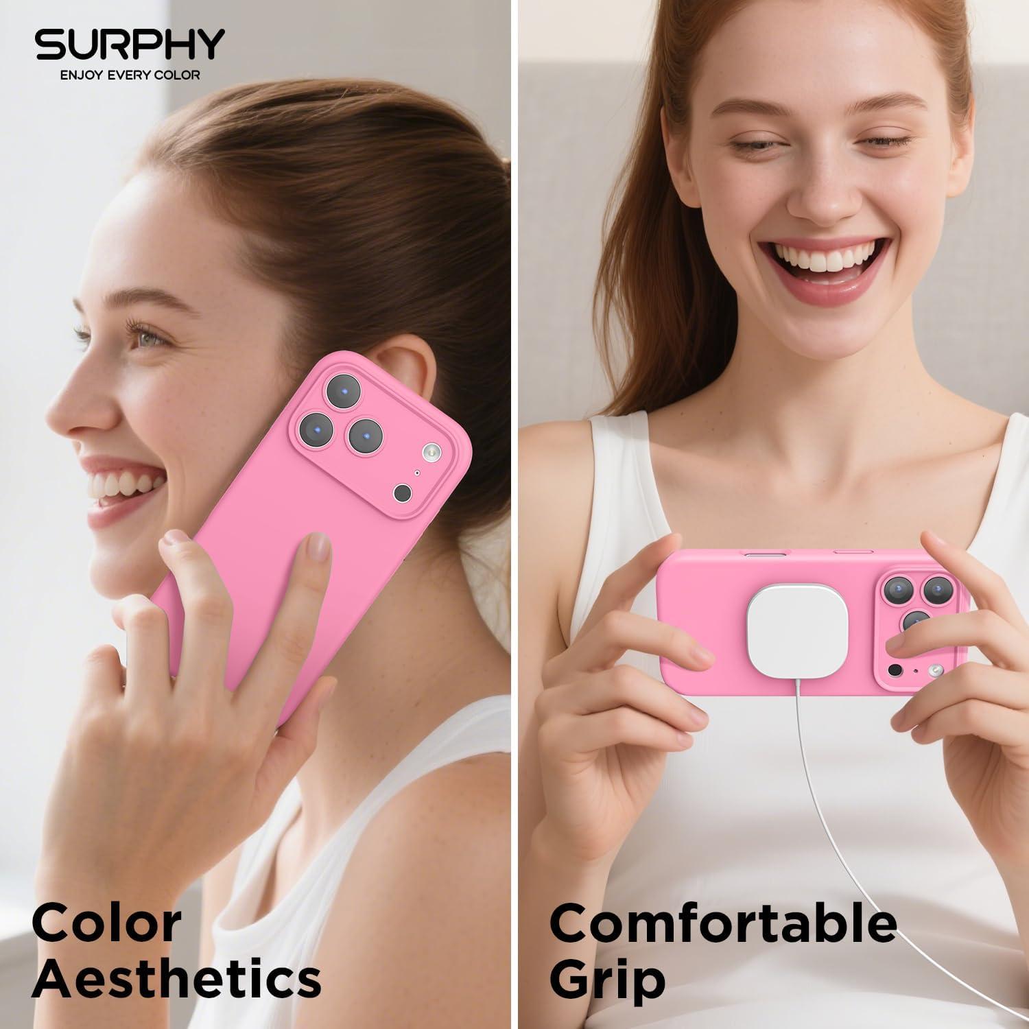 imageSURPHY Case for iPhone 17 Pro Max Case Compatible with MagSafe 69 inch 2025 Liquid Silicone 17 Pro Max Phone Cases Whit Soft Microfiber Lining Lilac PurplePink