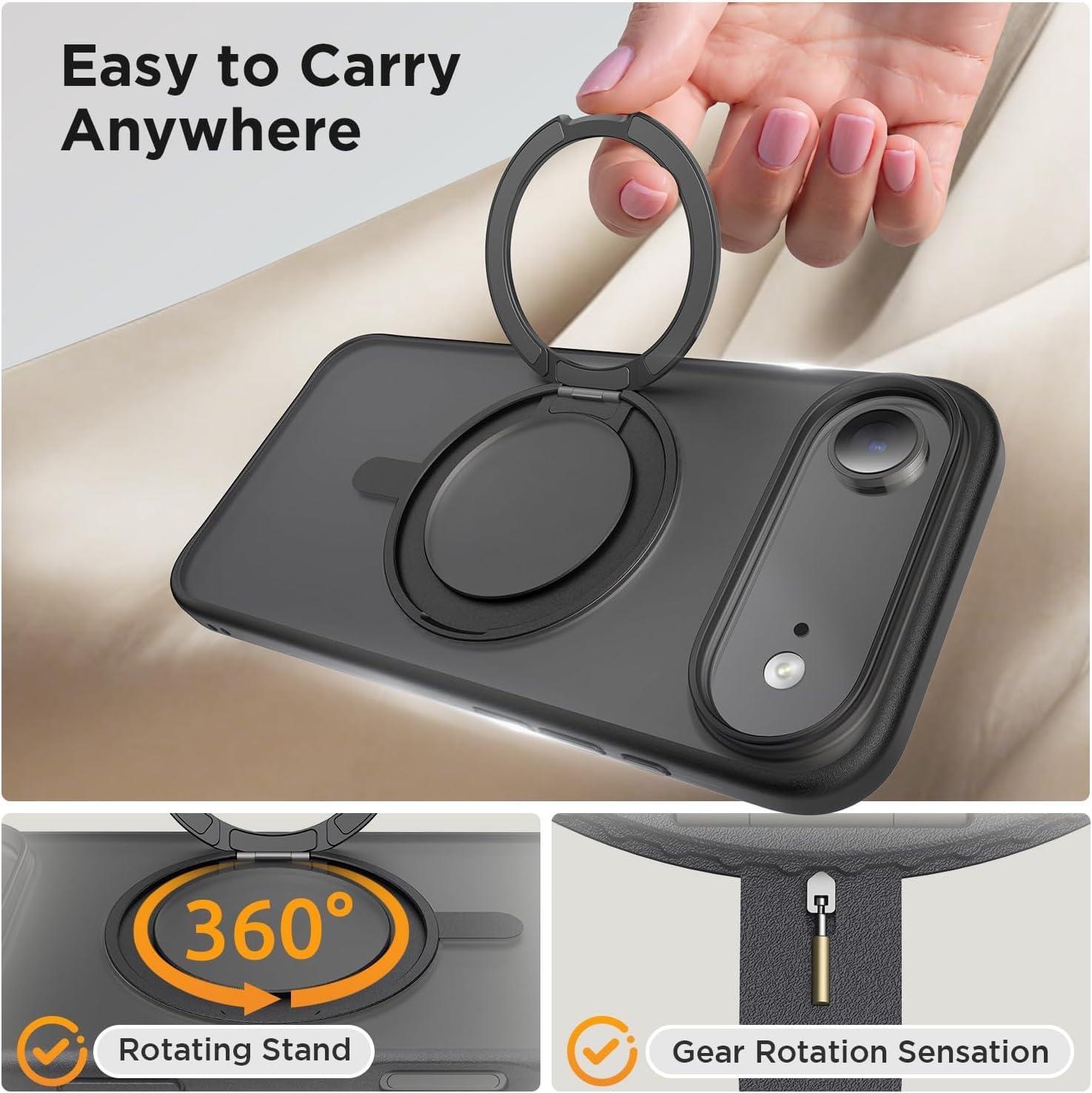 imageSURPHY Case for iPhone Air Case Compatible with MagSafe 65 inch 2025 Liquid Silicone 17 Air Phone Cases Whit Soft Microfiber Lining Lilac PurpleAStand Black