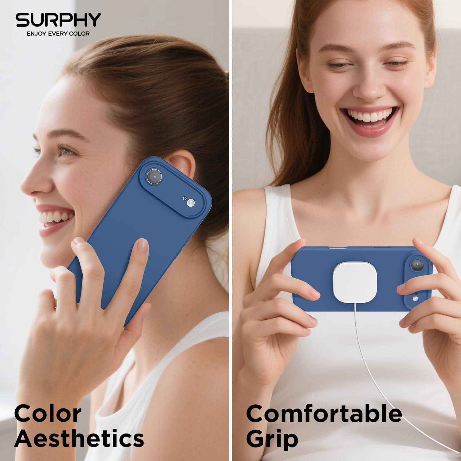 imageSURPHY Case for iPhone Air Case Compatible with MagSafe 65 inch 2025 Liquid Silicone 17 Air Phone Cases Whit Soft Microfiber Lining Lilac PurpleBlue Jay