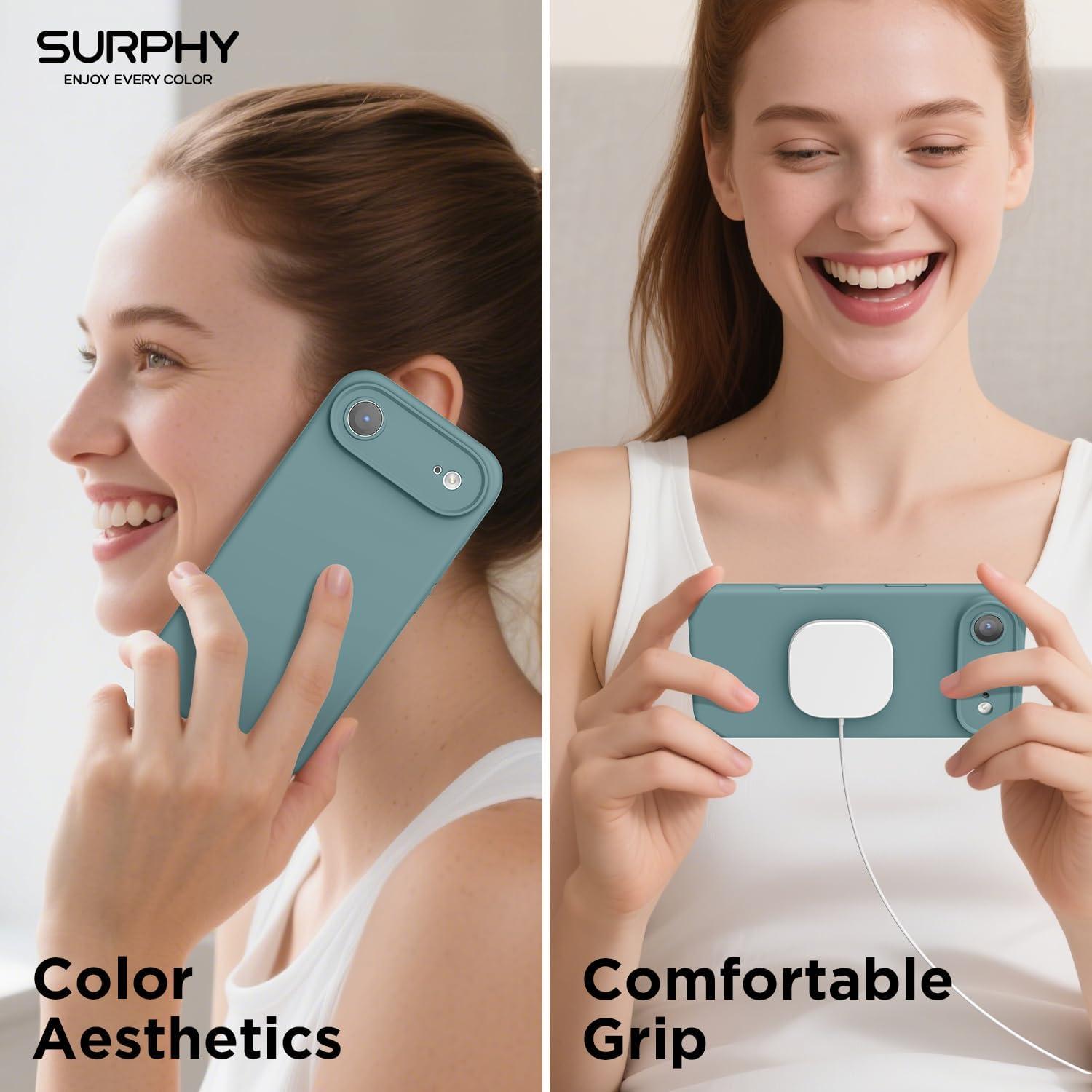 imageSURPHY Case for iPhone Air Case Compatible with MagSafe 65 inch 2025 Liquid Silicone 17 Air Phone Cases Whit Soft Microfiber Lining Lilac PurpleCactus Green