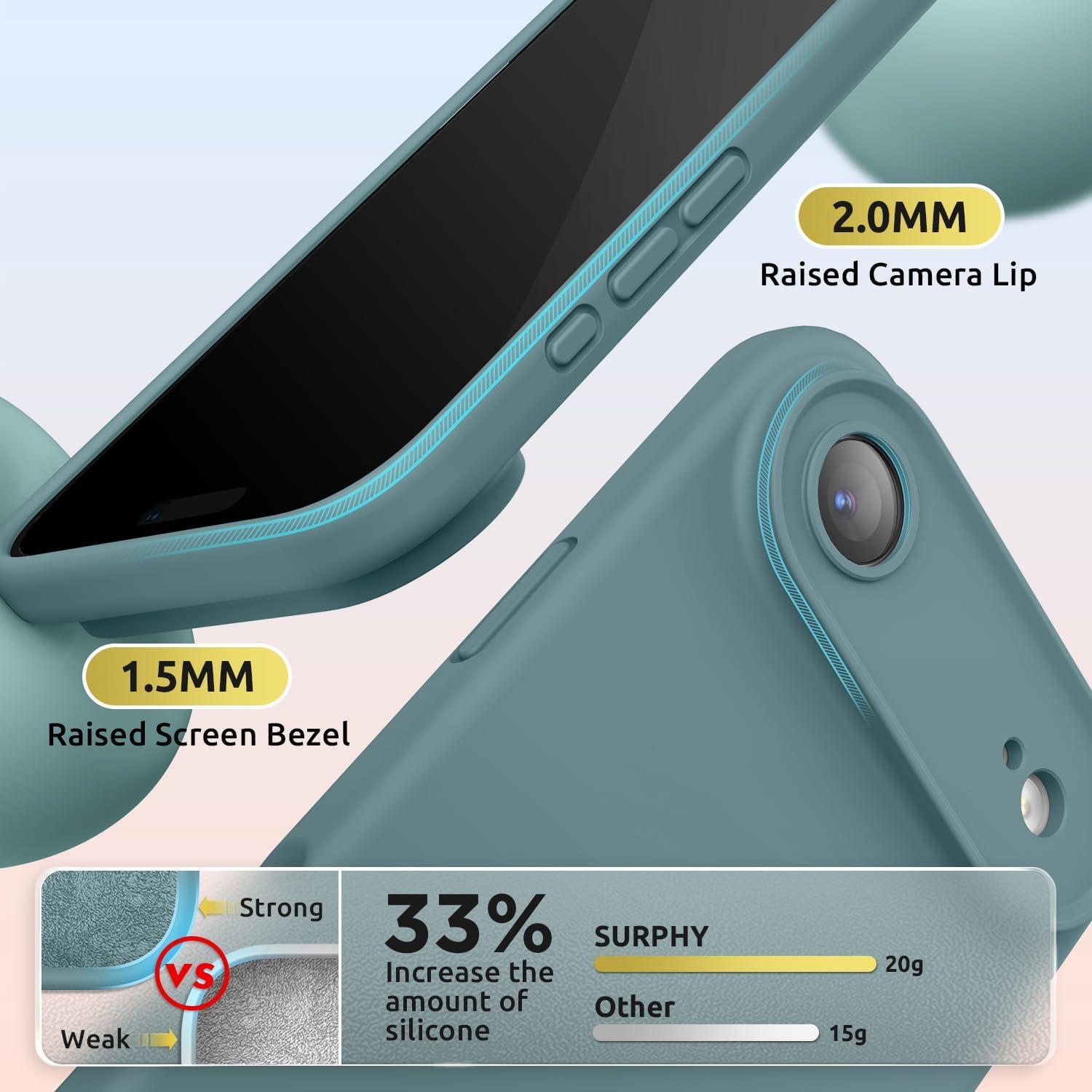 imageSURPHY Case for iPhone Air Case Compatible with MagSafe 65 inch 2025 Liquid Silicone 17 Air Phone Cases Whit Soft Microfiber Lining Lilac PurpleCactus Green