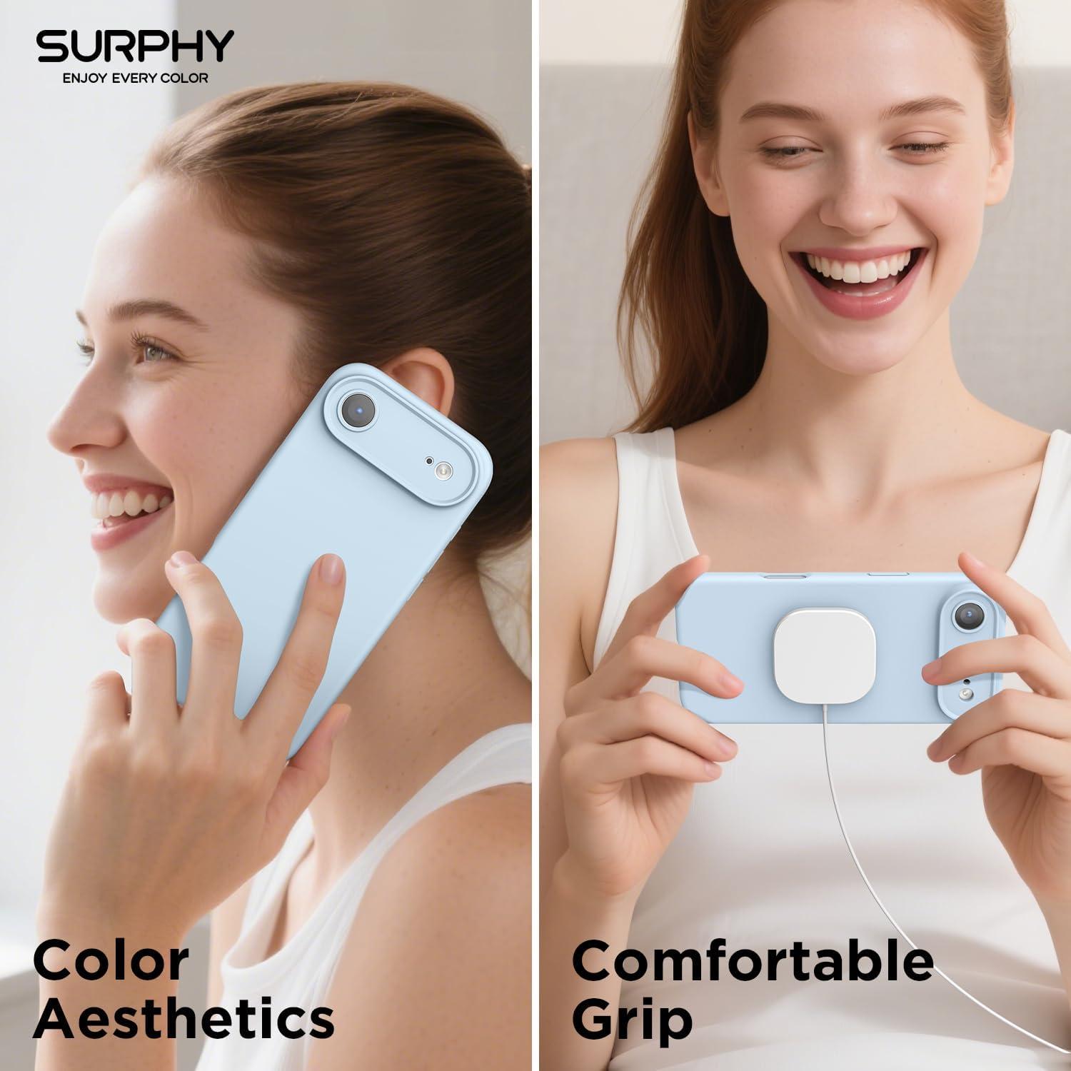 imageSURPHY Case for iPhone Air Case Compatible with MagSafe 65 inch 2025 Liquid Silicone 17 Air Phone Cases Whit Soft Microfiber Lining Lilac PurpleCloud Blue