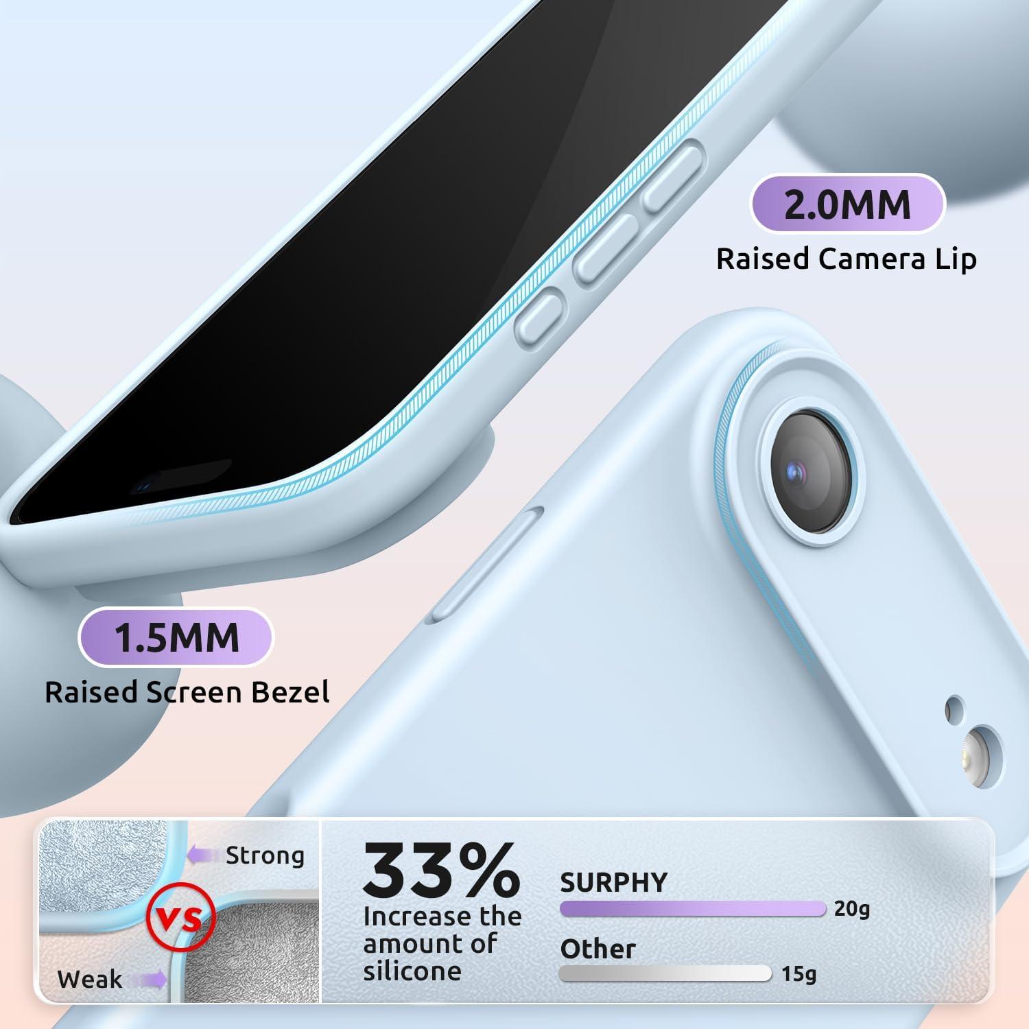 imageSURPHY Case for iPhone Air Case Compatible with MagSafe 65 inch 2025 Liquid Silicone 17 Air Phone Cases Whit Soft Microfiber Lining Lilac PurpleCloud Blue