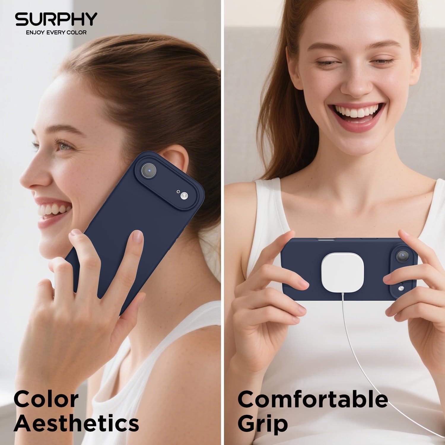 imageSURPHY Case for iPhone Air Case Compatible with MagSafe 65 inch 2025 Liquid Silicone 17 Air Phone Cases Whit Soft Microfiber Lining Lilac PurpleMidnight Blue