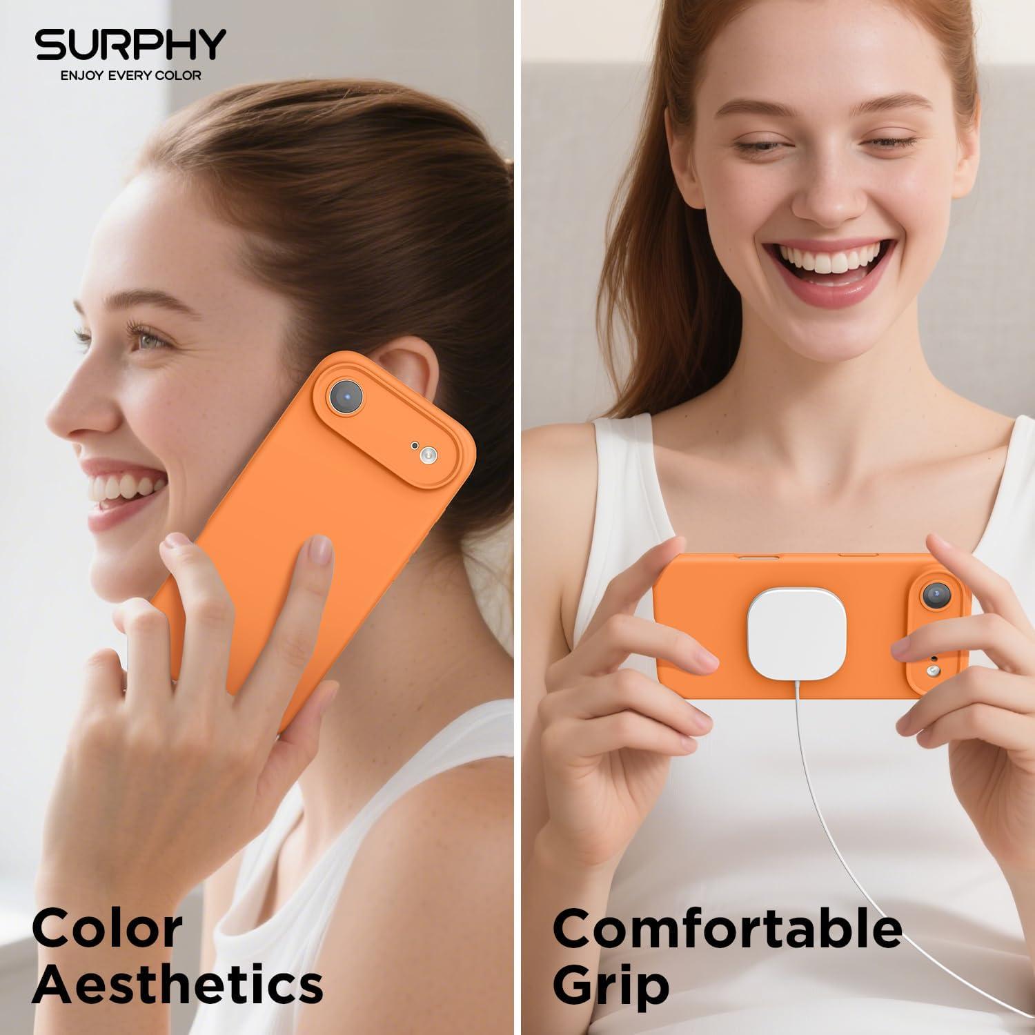 imageSURPHY Case for iPhone Air Case Compatible with MagSafe 65 inch 2025 Liquid Silicone 17 Air Phone Cases Whit Soft Microfiber Lining Lilac PurpleOrange