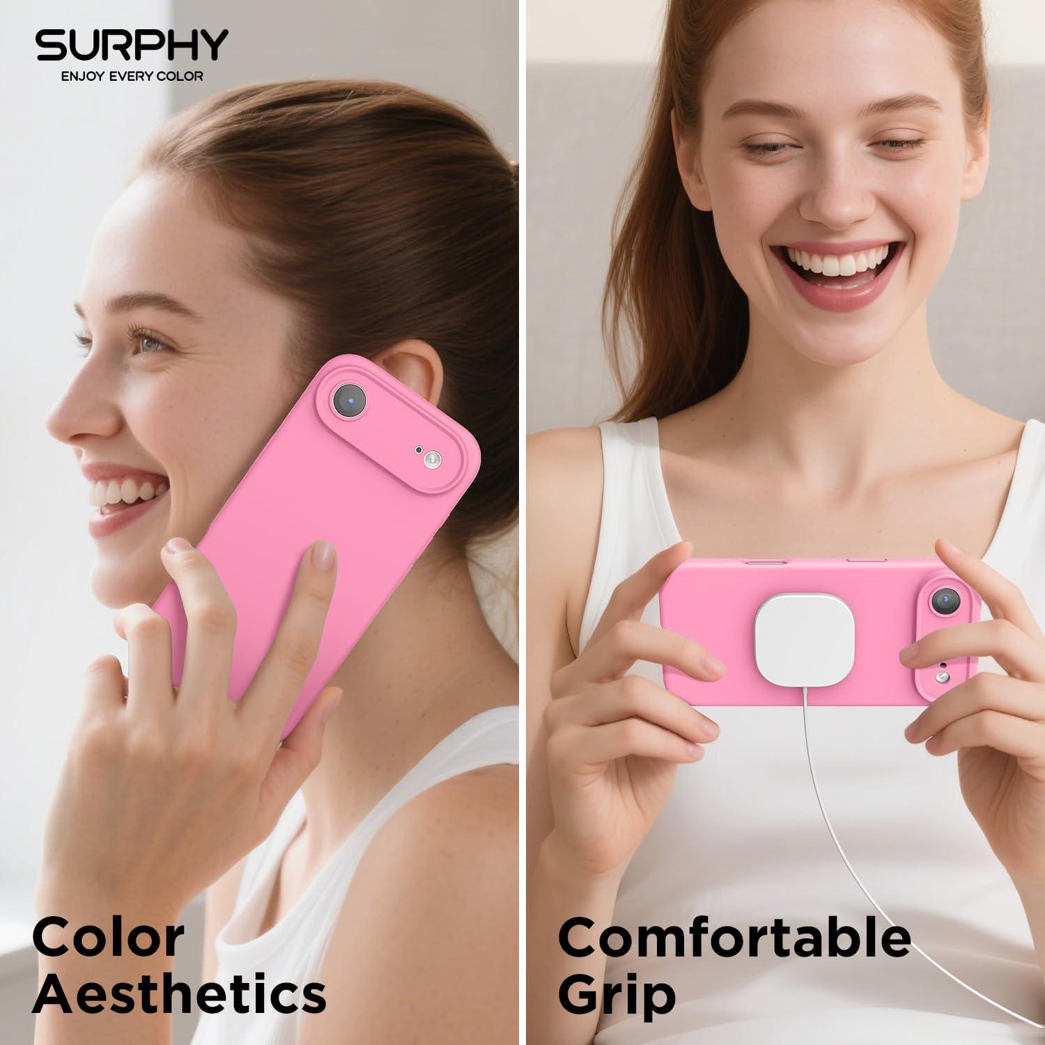 imageSURPHY Case for iPhone Air Case Compatible with MagSafe 65 inch 2025 Liquid Silicone 17 Air Phone Cases Whit Soft Microfiber Lining Lilac PurplePink