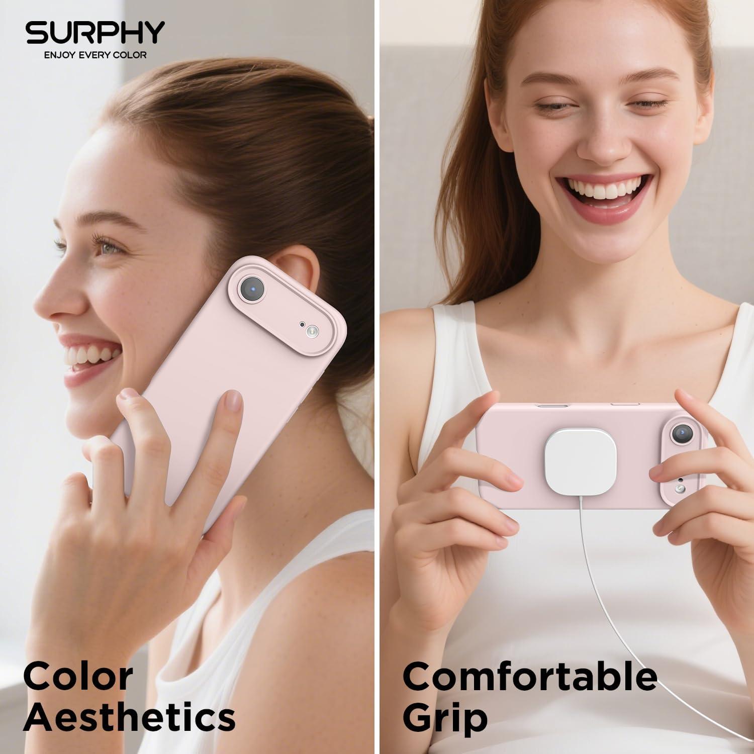 imageSURPHY Case for iPhone Air Case Compatible with MagSafe 65 inch 2025 Liquid Silicone 17 Air Phone Cases Whit Soft Microfiber Lining Lilac PurplePink Sand