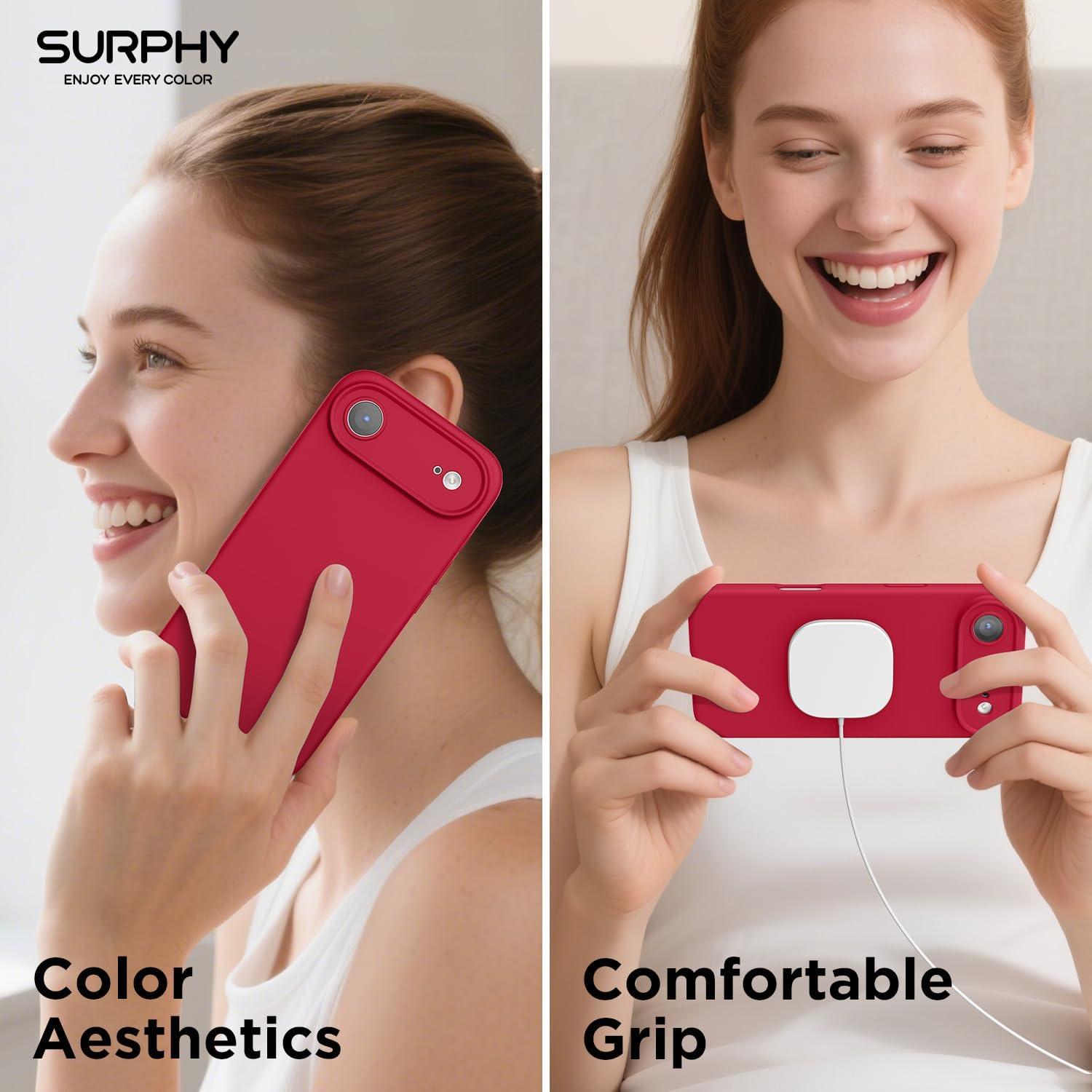 imageSURPHY Case for iPhone Air Case Compatible with MagSafe 65 inch 2025 Liquid Silicone 17 Air Phone Cases Whit Soft Microfiber Lining Lilac PurpleRed