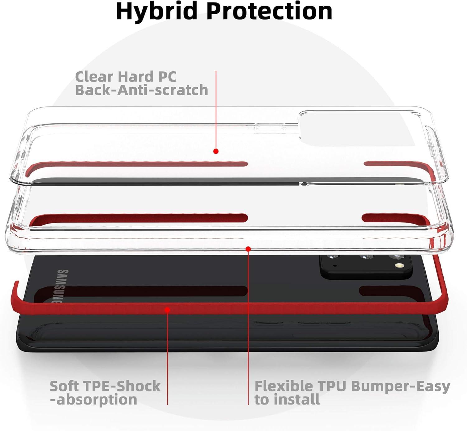 imageSURPHY Clear Case Compatible with Galaxy S20 Case 62quot Slim Flexible TPU Transparent Shockproof Protective Phone Case Cover Compatible with Galaxy S20 62quot Red