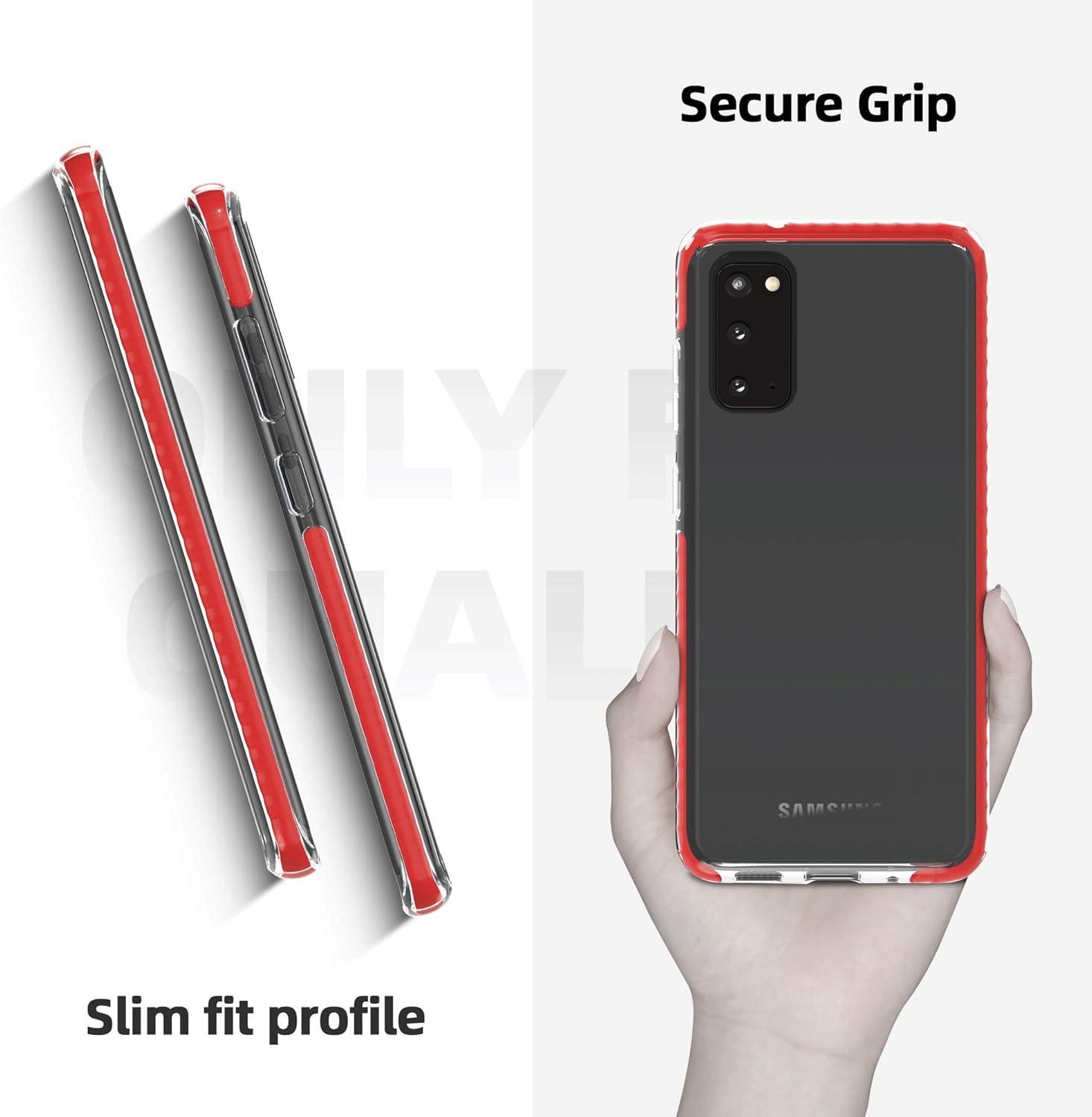 imageSURPHY Clear Case Compatible with Galaxy S20 Case 62quot Slim Flexible TPU Transparent Shockproof Protective Phone Case Cover Compatible with Galaxy S20 62quot Red