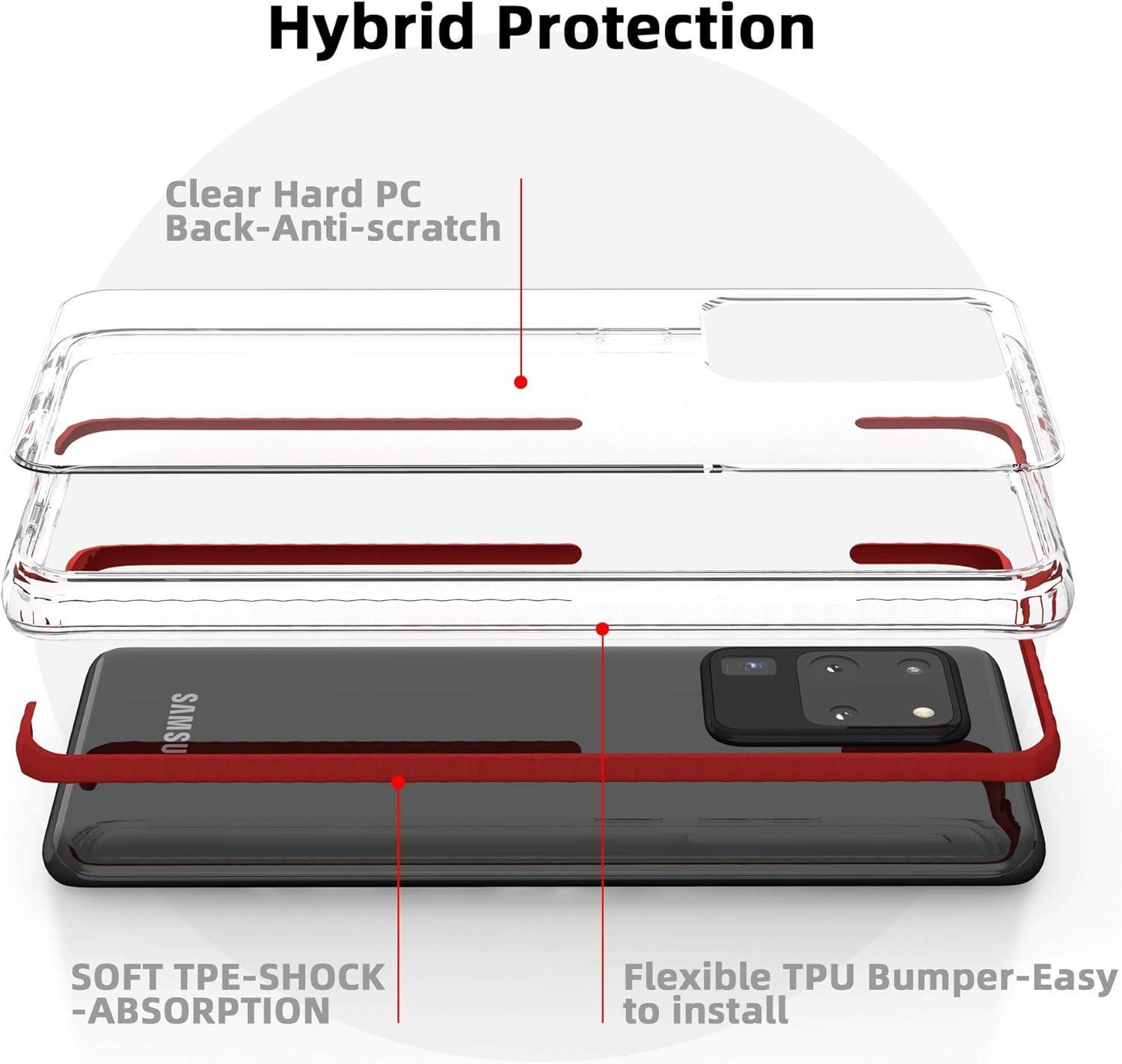 imageSURPHY Clear Case Compatible with Galaxy S20 Ultra Case 69quot Slim Flexible TPU Transparent Shockproof Protective Phone Case Cover Compatible with Galaxy S20 Ultra 69quot Red