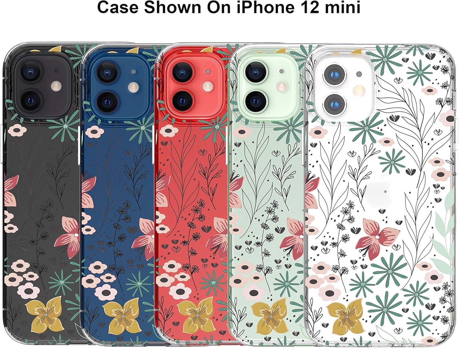 imageSURPHY Clear Case Compatible with iPhone 12 Mini 54 inches Flower Pattern Printing Design Hard PC ampamp Soft TPU Bumper Phone Case for 12 Mini 2020 Wildflower