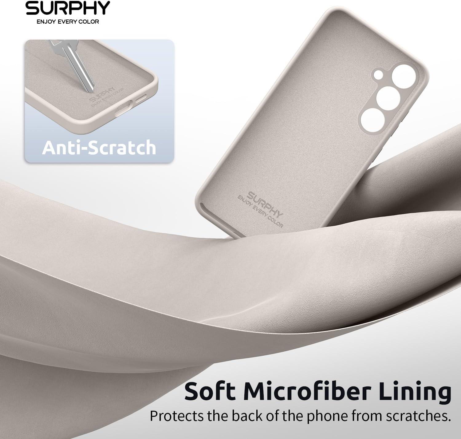 imageSURPHY Compatible with Samsung Galaxy S24 Case 62 inch 2024 Camera Protection Soft Microfiber Lining Liquid Silicone Galaxy S24 Phone Case Pink SandStone