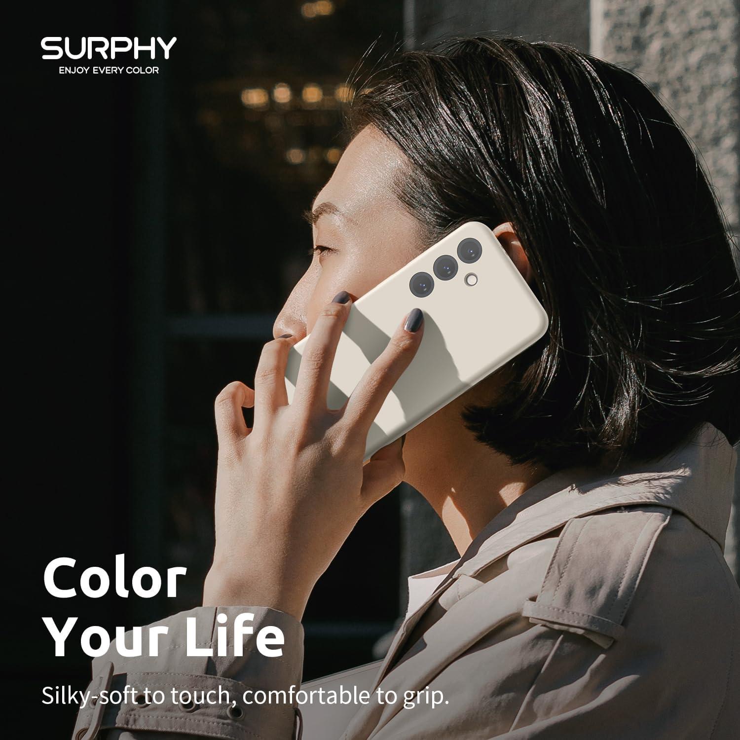 imageSURPHY Compatible with Samsung Galaxy S24 Case 62 inch 2024 Camera Protection Soft Microfiber Lining Liquid Silicone Galaxy S24 Phone Case Pink SandStone