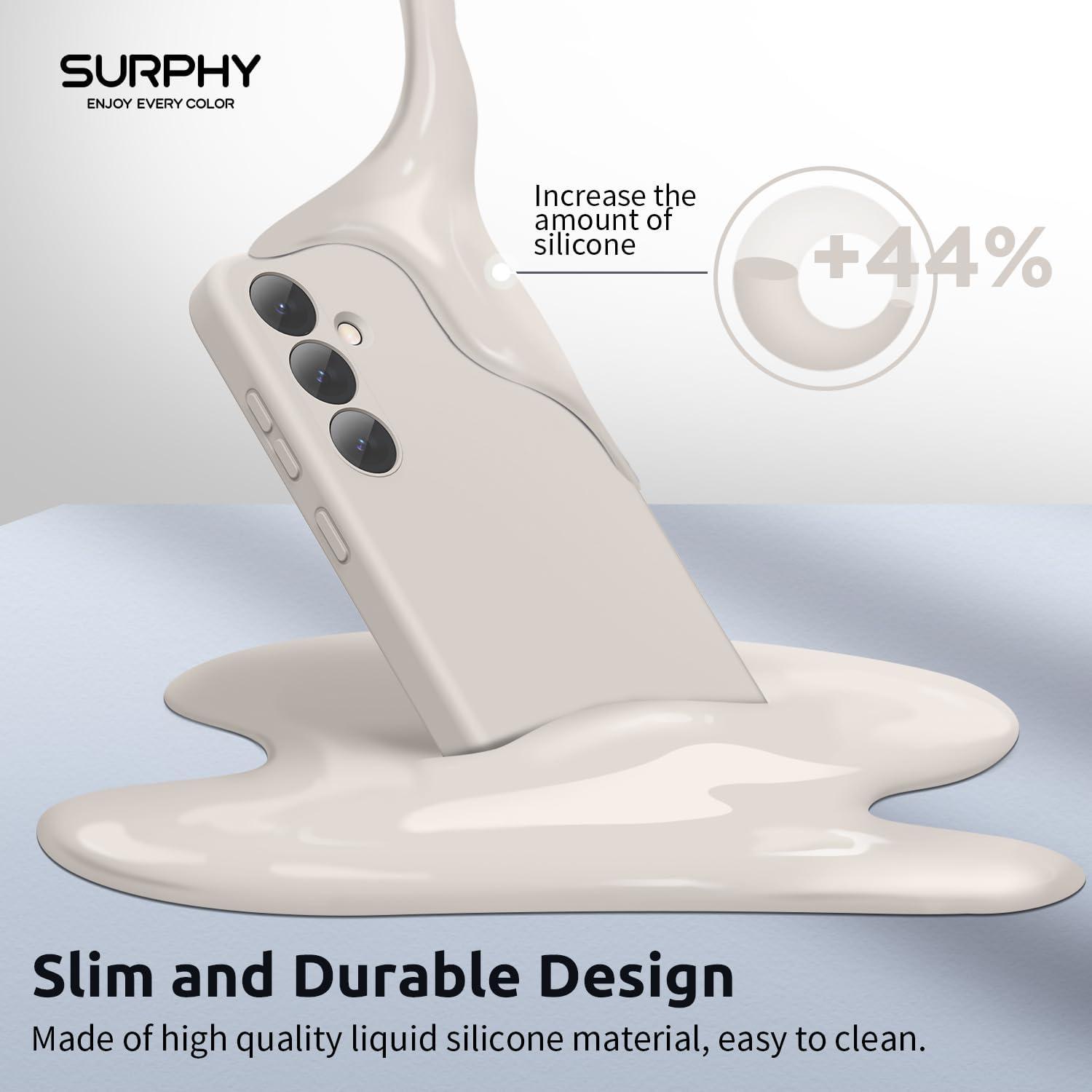 imageSURPHY Compatible with Samsung Galaxy S24 Case 62 inch 2024 Camera Protection Soft Microfiber Lining Liquid Silicone Galaxy S24 Phone Case Pink SandStone