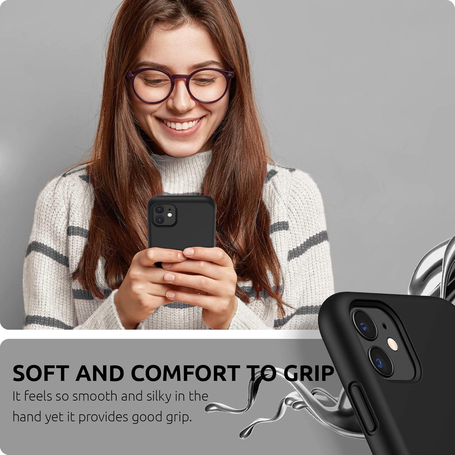 imageSURPHY Compatible with iPhone 11 Case 61 inch Thickening Design Liquid Silicone Phone Case with Microfiber Lining for iPhone 11 2019 BlueBlack