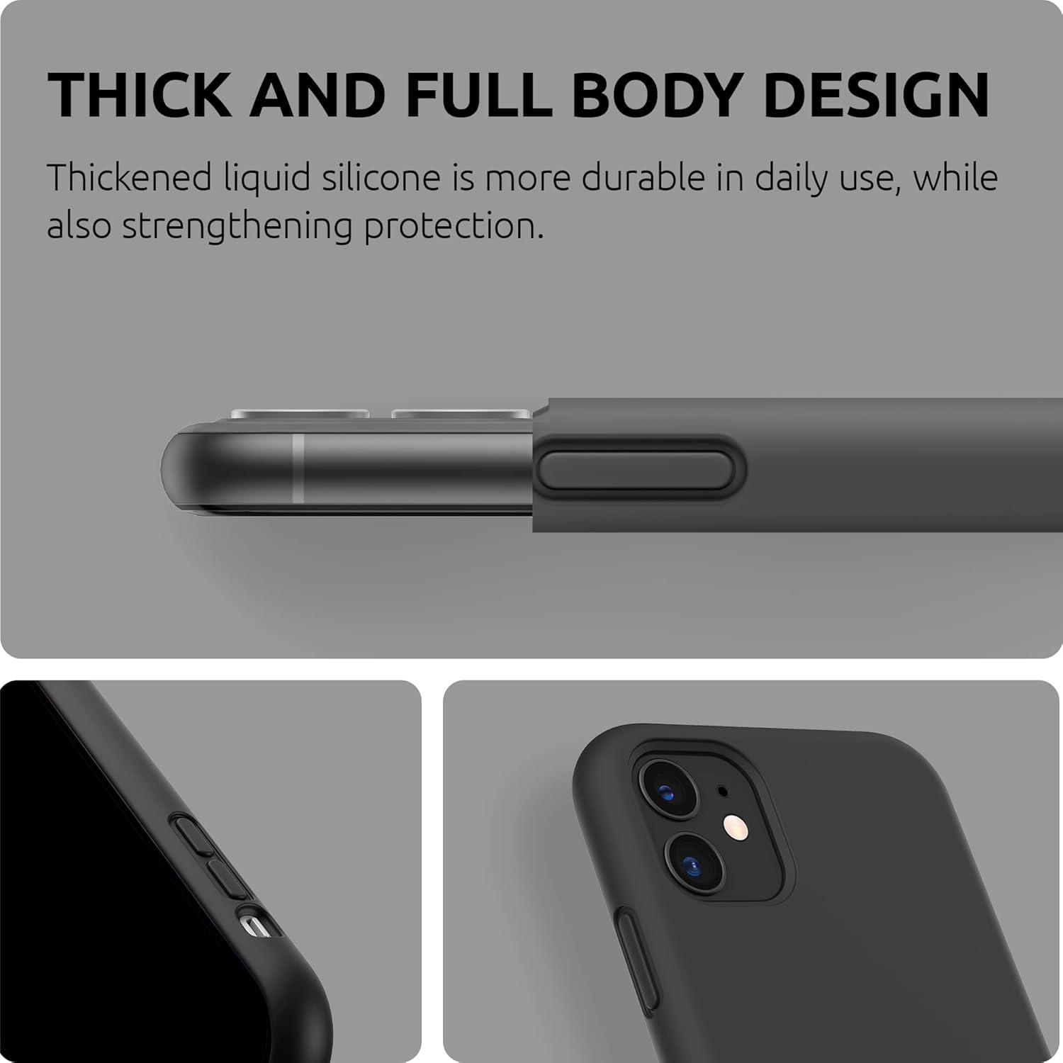 imageSURPHY Compatible with iPhone 11 Case 61 inch Thickening Design Liquid Silicone Phone Case with Microfiber Lining for iPhone 11 2019 BlueBlack