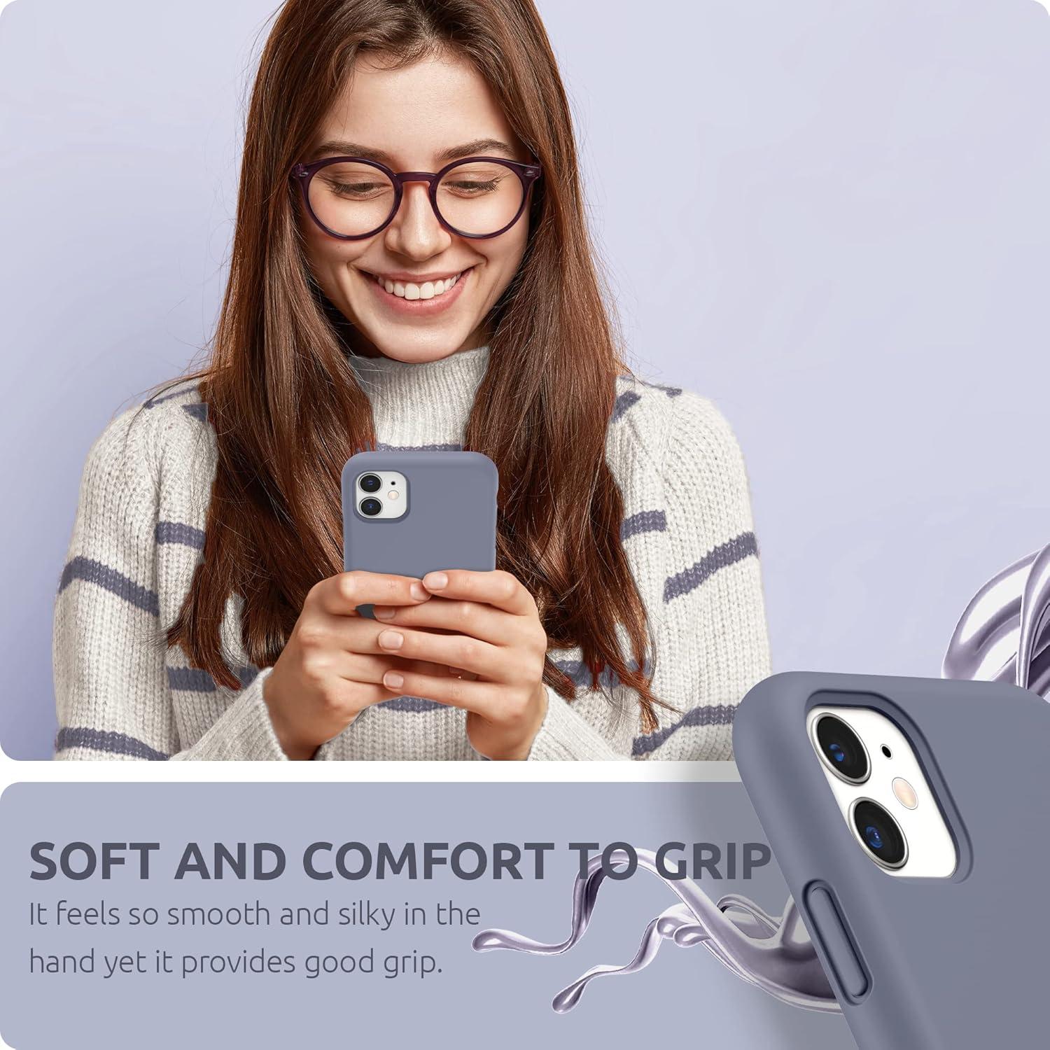 imageSURPHY Compatible with iPhone 11 Case 61 inch Thickening Design Liquid Silicone Phone Case with Microfiber Lining for iPhone 11 2019 BlueLavender Gray