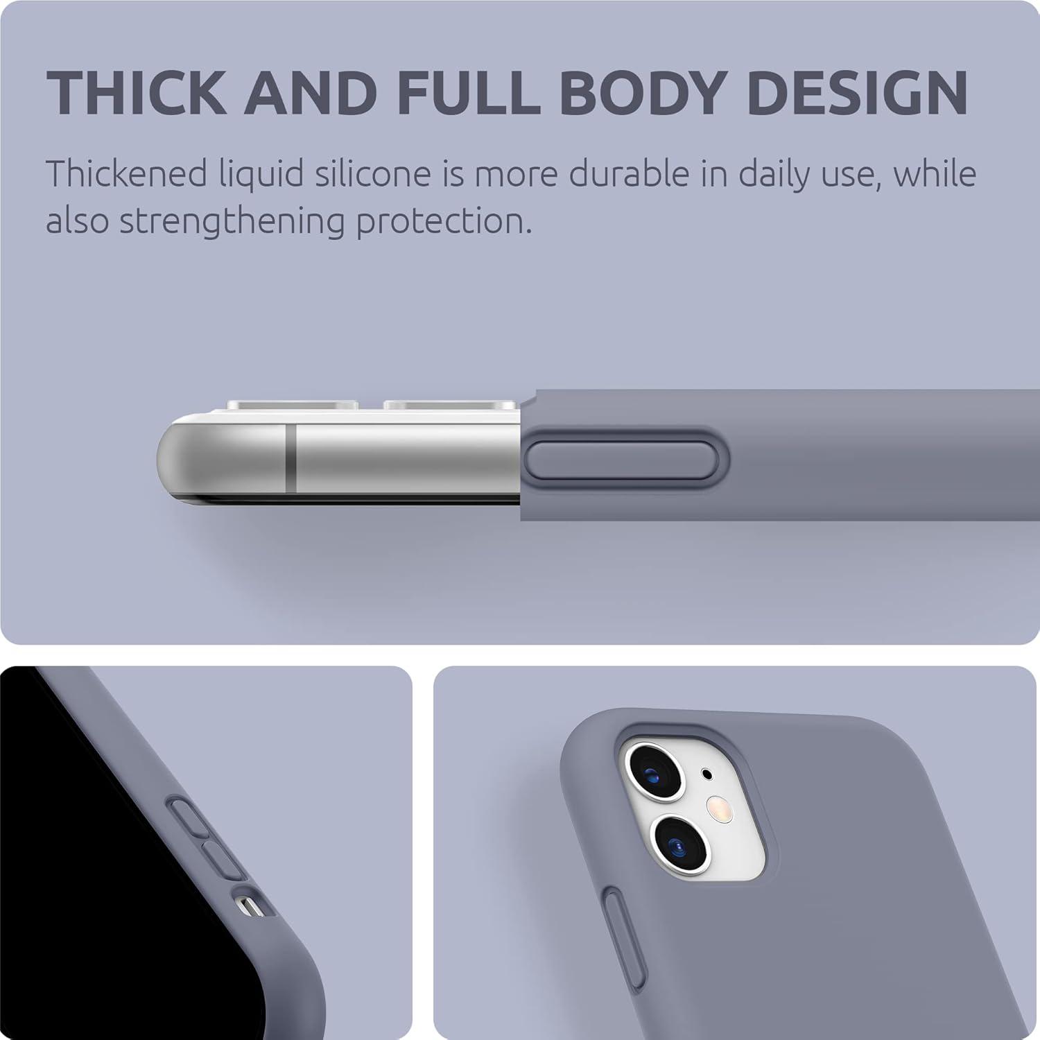 imageSURPHY Compatible with iPhone 11 Case 61 inch Thickening Design Liquid Silicone Phone Case with Microfiber Lining for iPhone 11 2019 BlueLavender Gray