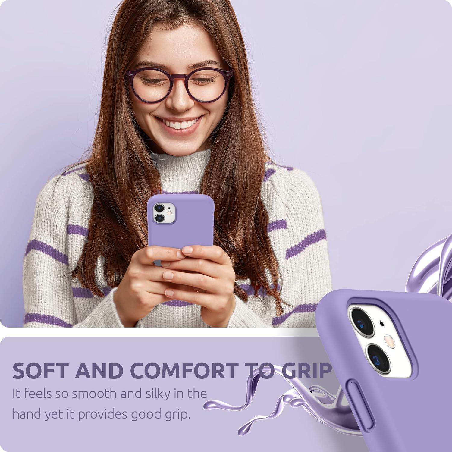 imageSURPHY Compatible with iPhone 11 Case 61 inch Thickening Design Liquid Silicone Phone Case with Microfiber Lining for iPhone 11 2019 BlueLight Purple