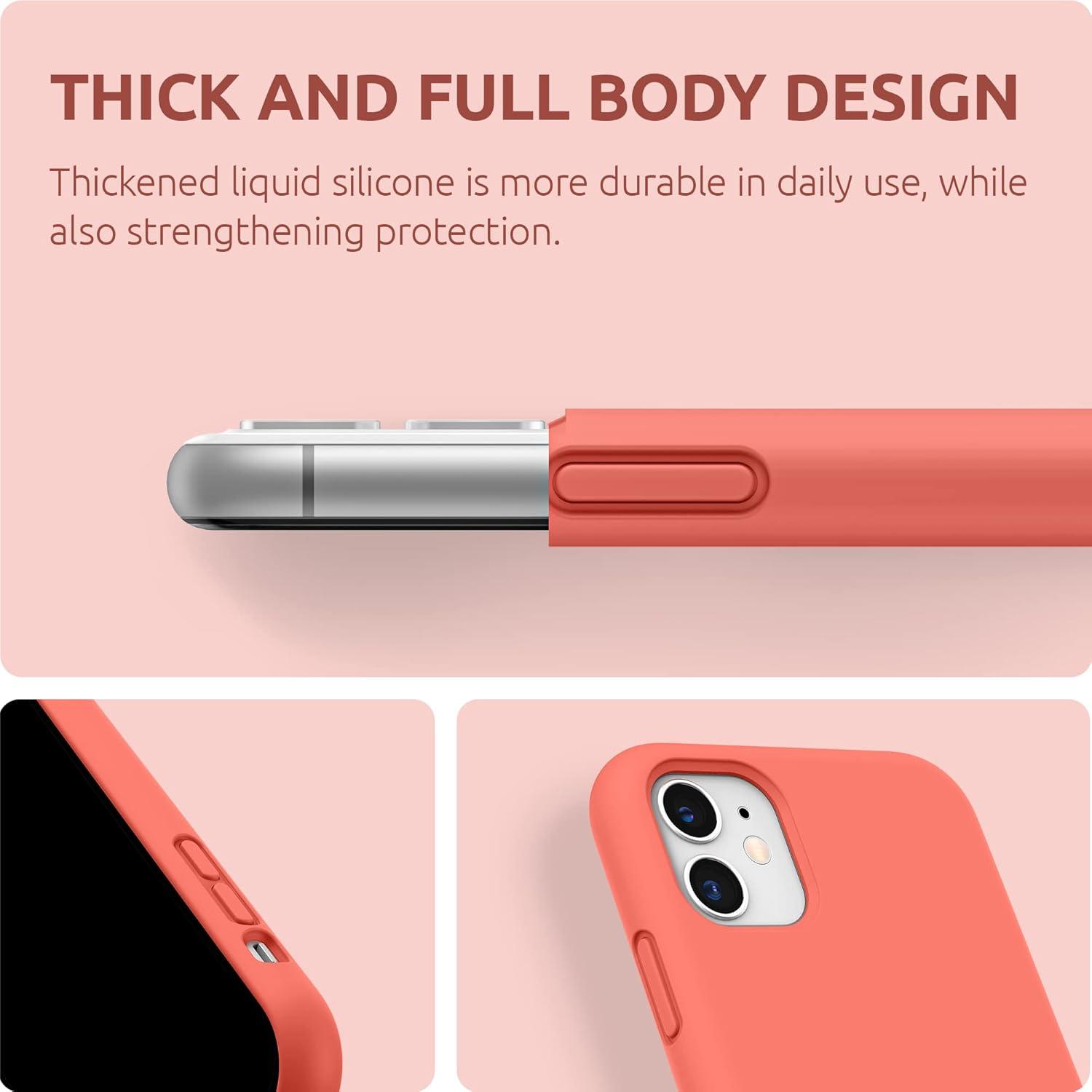 imageSURPHY Compatible with iPhone 11 Case 61 inch Thickening Design Liquid Silicone Phone Case with Microfiber Lining for iPhone 11 2019 BluePink Citrus