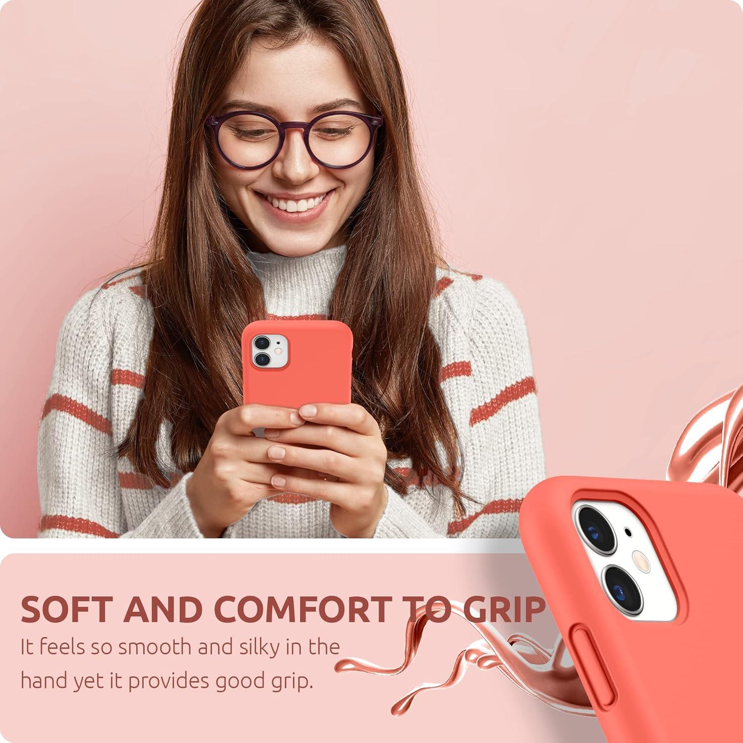 imageSURPHY Compatible with iPhone 11 Case 61 inch Thickening Design Liquid Silicone Phone Case with Microfiber Lining for iPhone 11 2019 BluePink Citrus