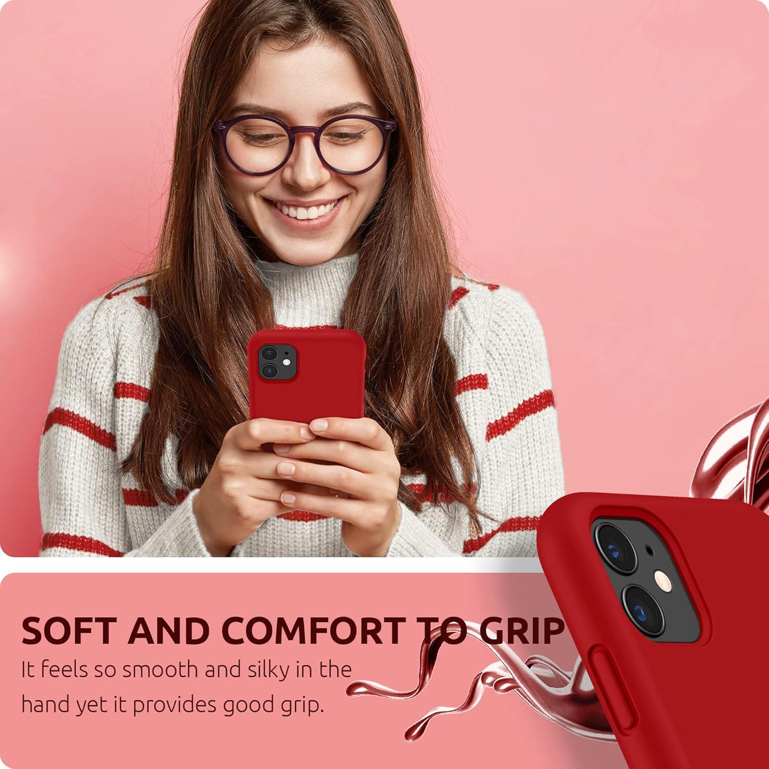 imageSURPHY Compatible with iPhone 11 Case 61 inch Thickening Design Liquid Silicone Phone Case with Microfiber Lining for iPhone 11 2019 BlueRed