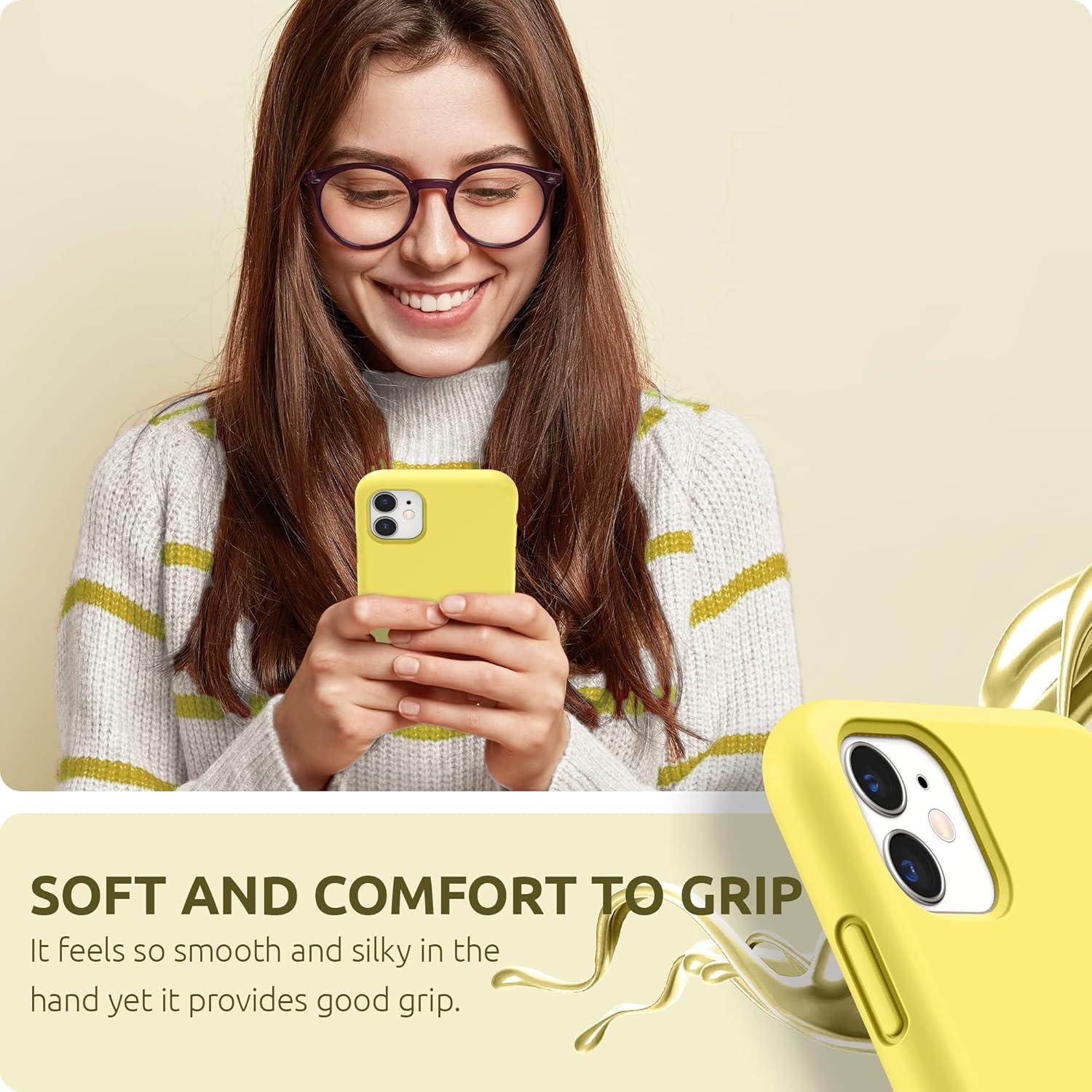 imageSURPHY Compatible with iPhone 11 Case 61 inch Thickening Design Liquid Silicone Phone Case with Microfiber Lining for iPhone 11 2019 BlueYellow