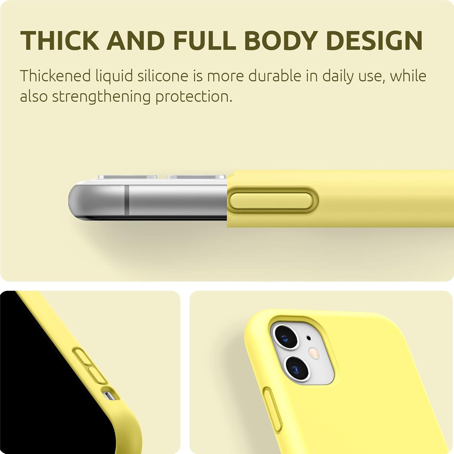 imageSURPHY Compatible with iPhone 11 Case 61 inch Thickening Design Liquid Silicone Phone Case with Microfiber Lining for iPhone 11 2019 BlueYellow