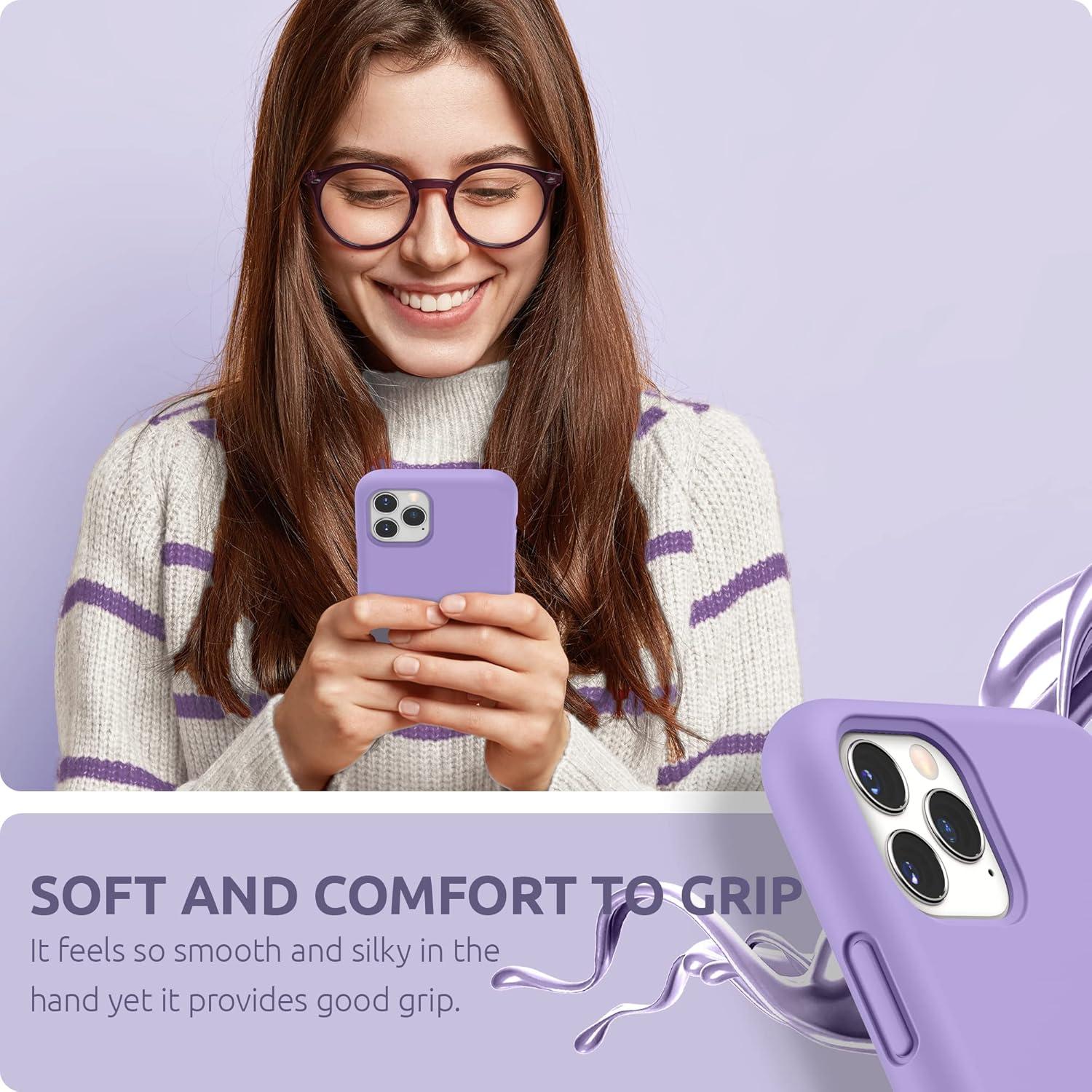 imageSURPHY Compatible with iPhone 11 Pro Case 58 inches Thickened Liquid Silicone Phone Case with Microfiber Lining for 11 Pro 2019 Light PurpleLight Purple