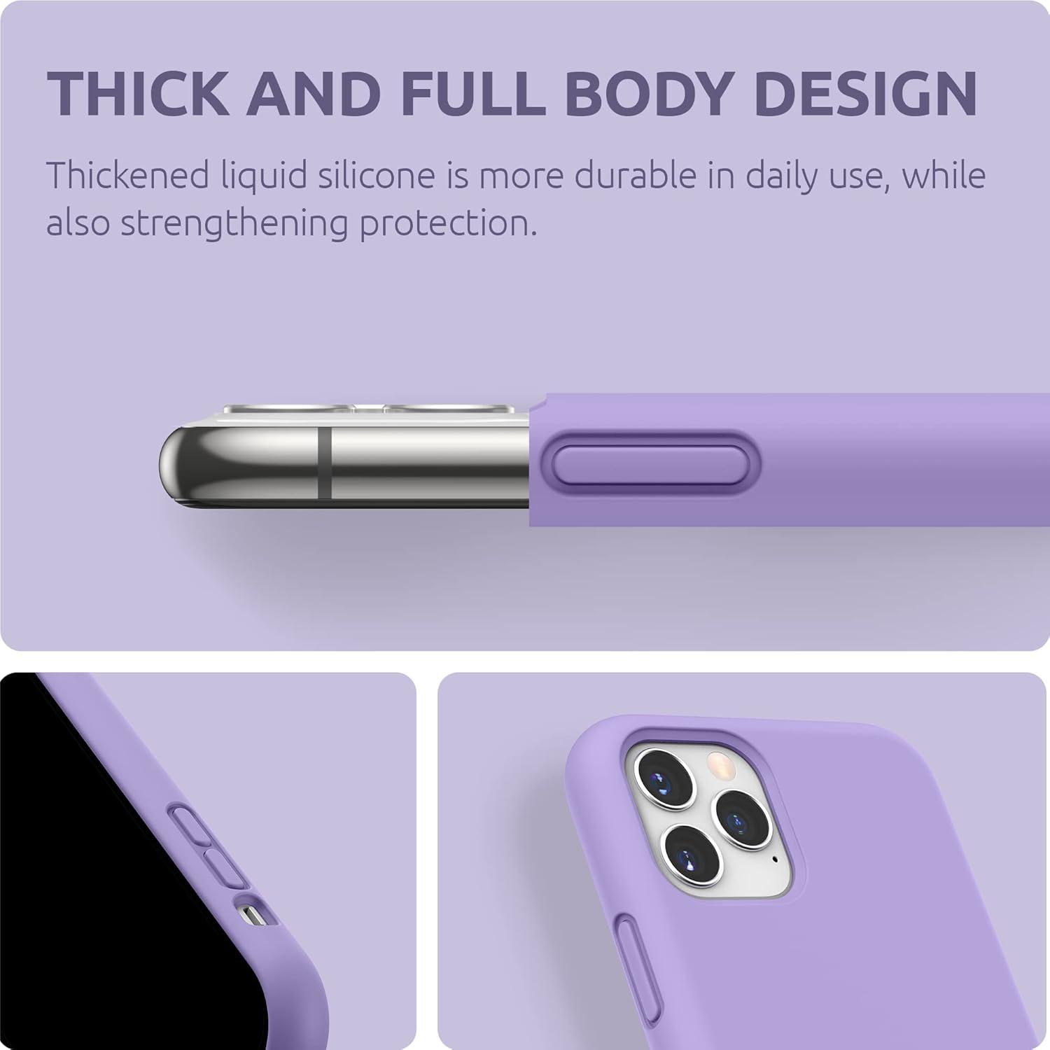 imageSURPHY Compatible with iPhone 11 Pro Case 58 inches Thickened Liquid Silicone Phone Case with Microfiber Lining for 11 Pro 2019 Light PurpleLight Purple