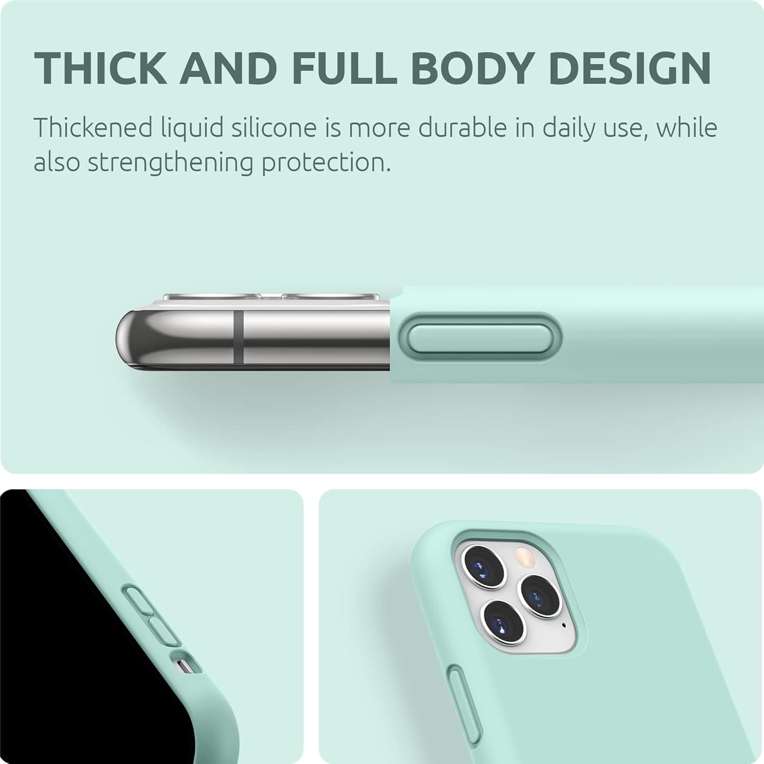 imageSURPHY Compatible with iPhone 11 Pro Case 58 inches Thickened Liquid Silicone Phone Case with Microfiber Lining for 11 Pro 2019 Light PurpleMint Green