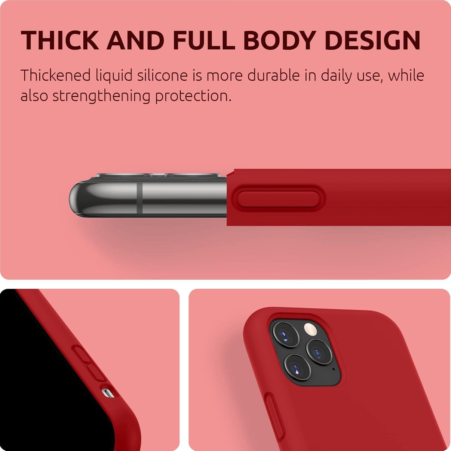 imageSURPHY Compatible with iPhone 11 Pro Case 58 inches Thickened Liquid Silicone Phone Case with Microfiber Lining for 11 Pro 2019 Light PurpleRed