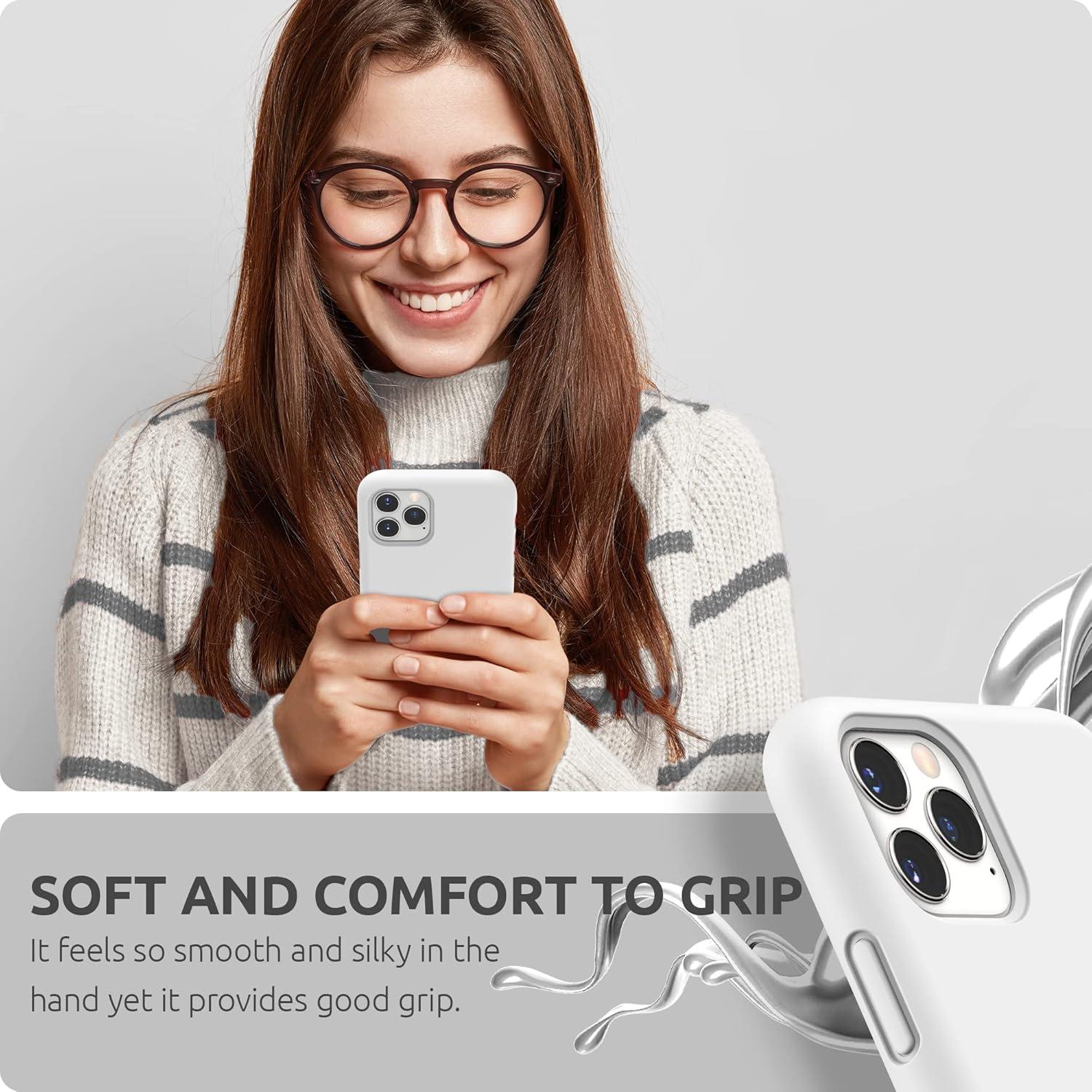 imageSURPHY Compatible with iPhone 11 Pro Case 58 inches Thickened Liquid Silicone Phone Case with Microfiber Lining for 11 Pro 2019 Light PurpleWhite