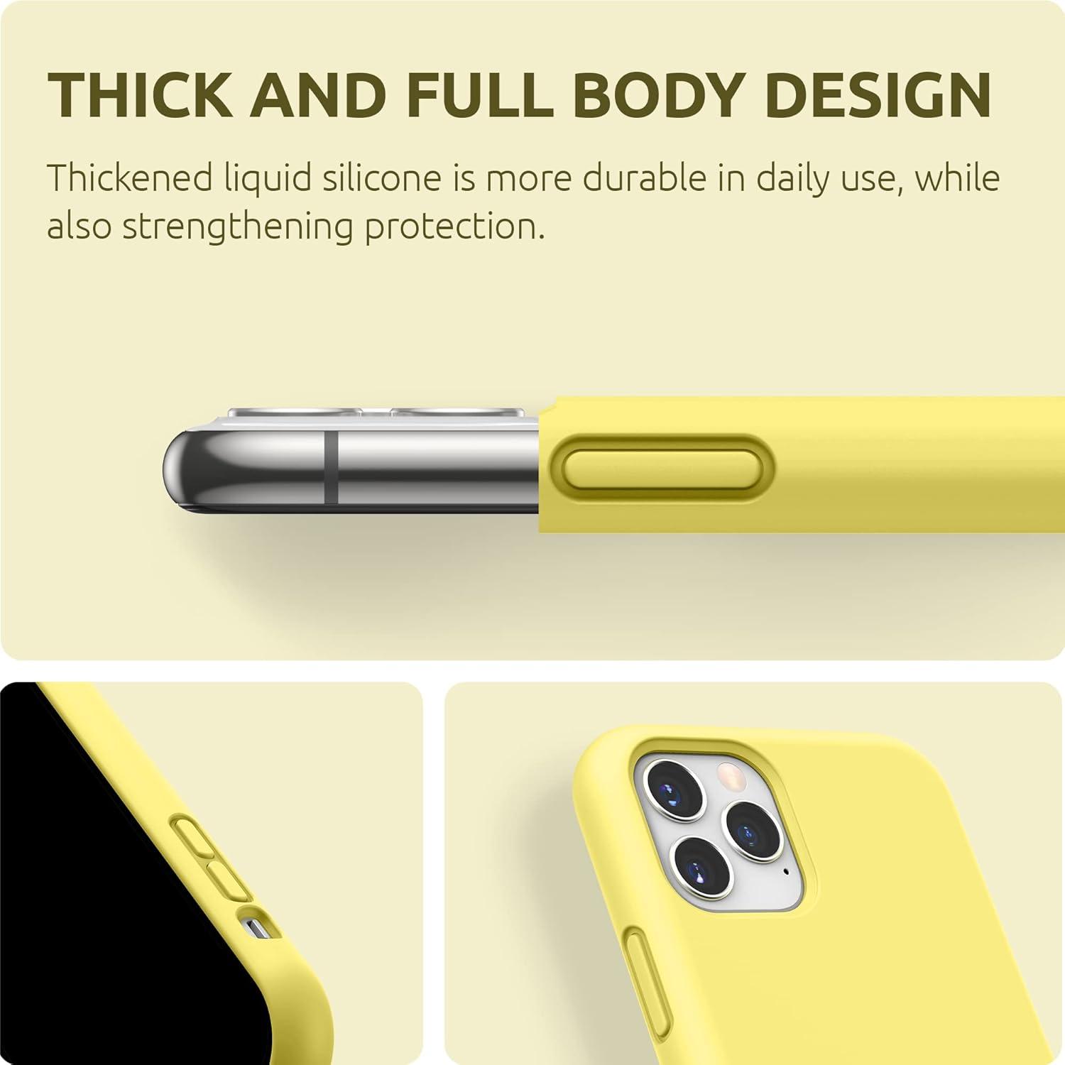 imageSURPHY Compatible with iPhone 11 Pro Case 58 inches Thickened Liquid Silicone Phone Case with Microfiber Lining for 11 Pro 2019 Light PurpleYellow