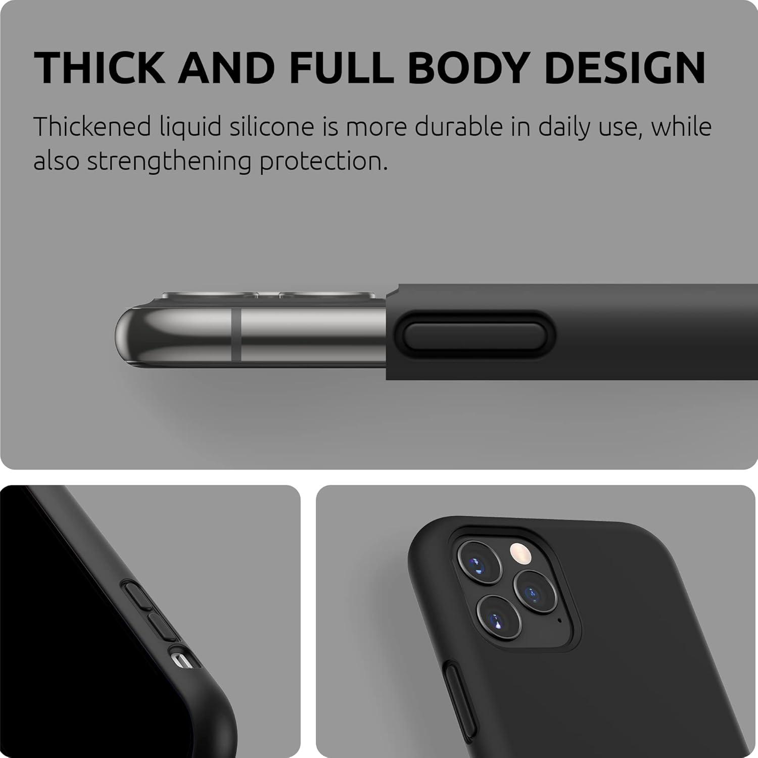 imageSURPHY Compatible with iPhone 11 Pro Max Case 65 inches Thickened Liquid Silicone Phone Case with Microfiber Lining for iPhone 11 Pro Max 2019 BlackBlack
