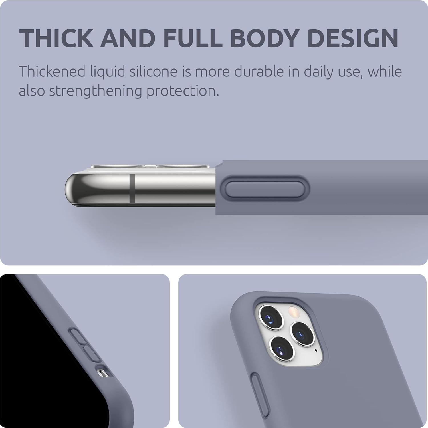 imageSURPHY Compatible with iPhone 11 Pro Max Case 65 inches Thickened Liquid Silicone Phone Case with Microfiber Lining for iPhone 11 Pro Max 2019 BlackLavender Gray