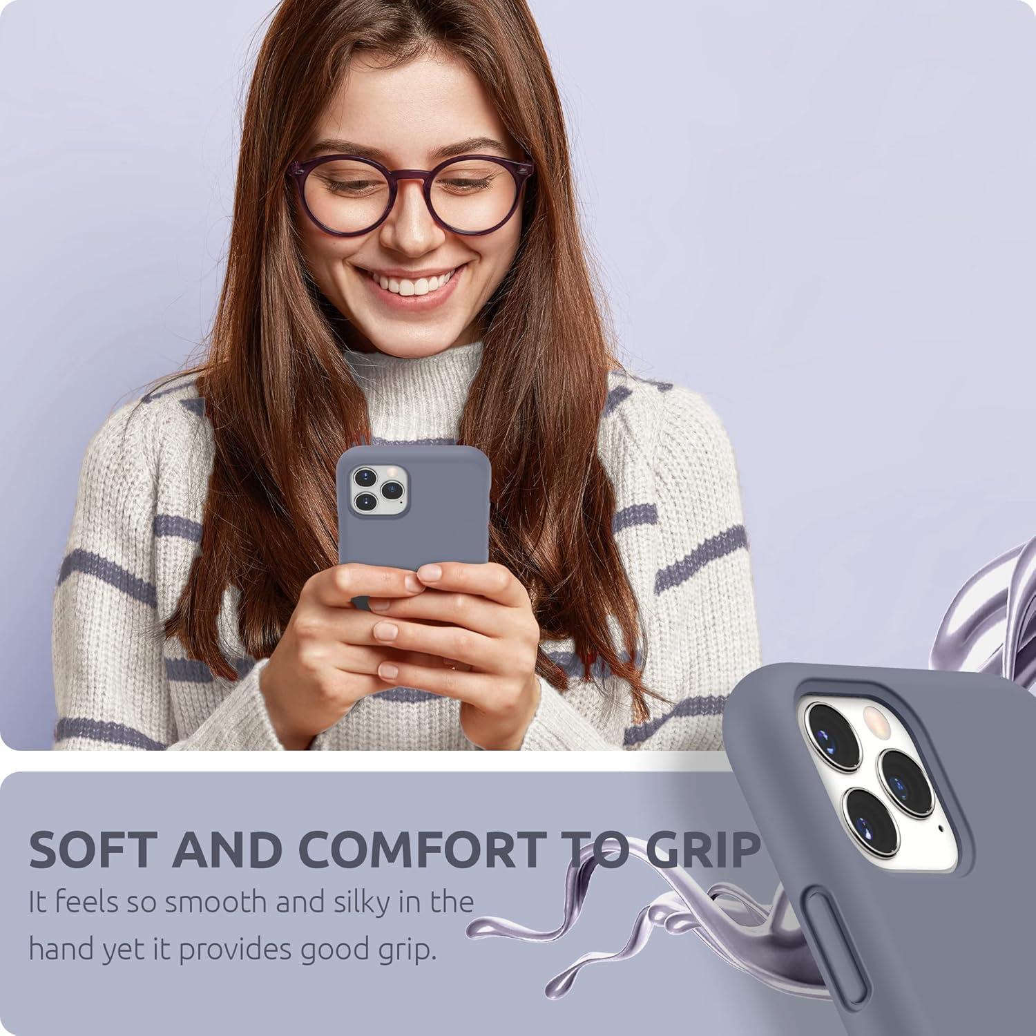 imageSURPHY Compatible with iPhone 11 Pro Max Case 65 inches Thickened Liquid Silicone Phone Case with Microfiber Lining for iPhone 11 Pro Max 2019 BlackLavender Gray