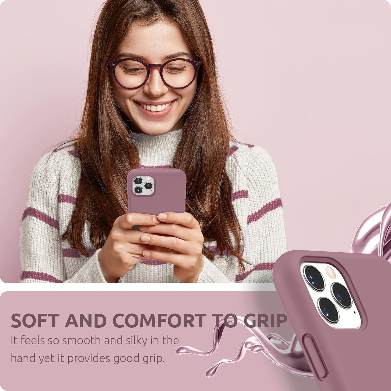 imageSURPHY Compatible with iPhone 11 Pro Max Case 65 inches Thickened Liquid Silicone Phone Case with Microfiber Lining for iPhone 11 Pro Max 2019 BlackLilac Purple